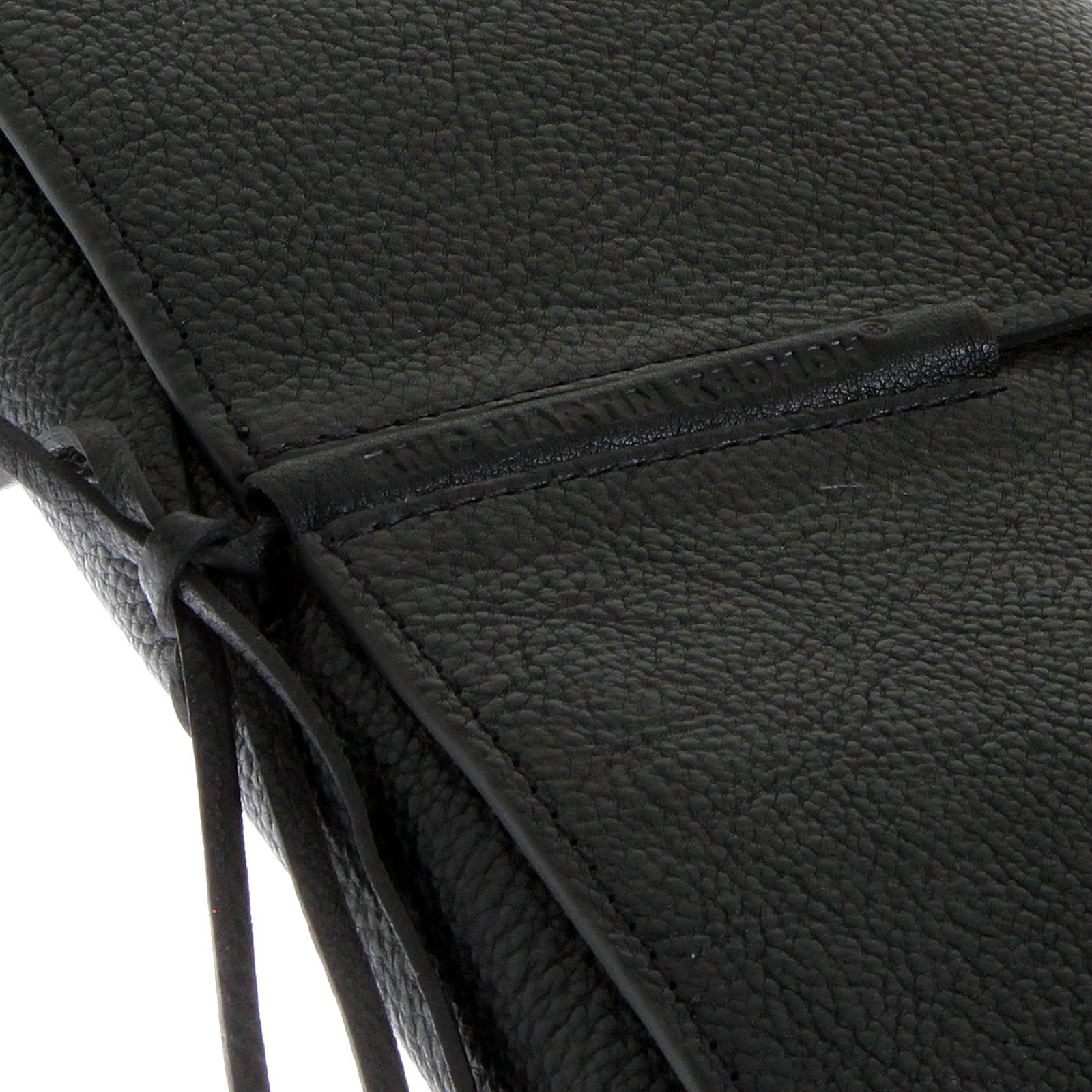 RMC JEANS UNISEX GRAIN LEATHER TRAVEL BLACK WALLET WITH SHOE LACE TIE CLOSURE REDM5750