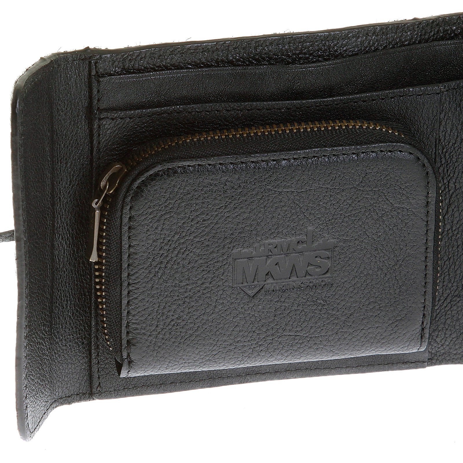RMC JEANS HORSE HAIR LEATHER WALLET IN BLACK WITH SHOE LACE TIE CLOSURE FOR MEN REDM5755