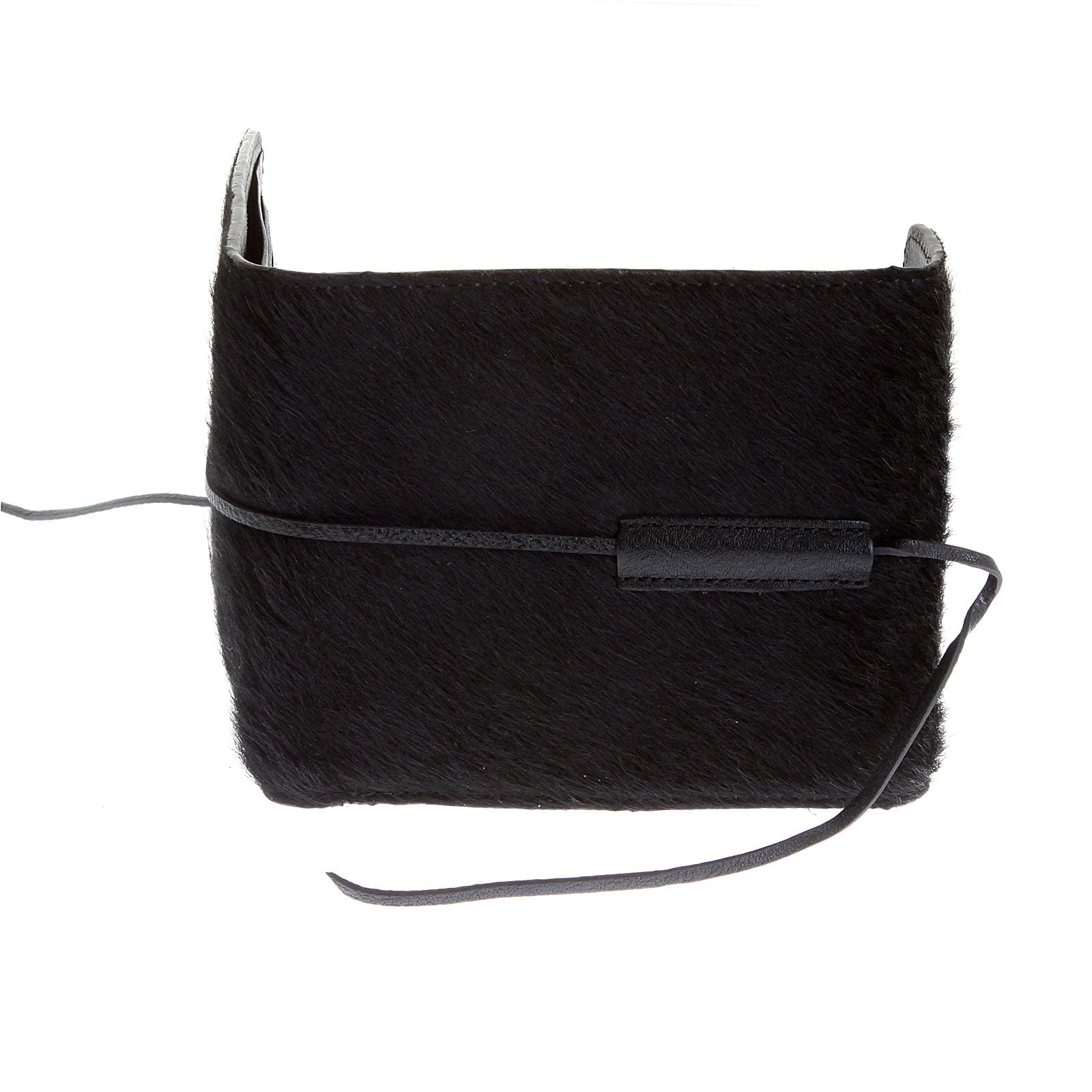RMC JEANS HORSE HAIR LEATHER WALLET IN BLACK WITH SHOE LACE TIE CLOSURE FOR MEN REDM5755