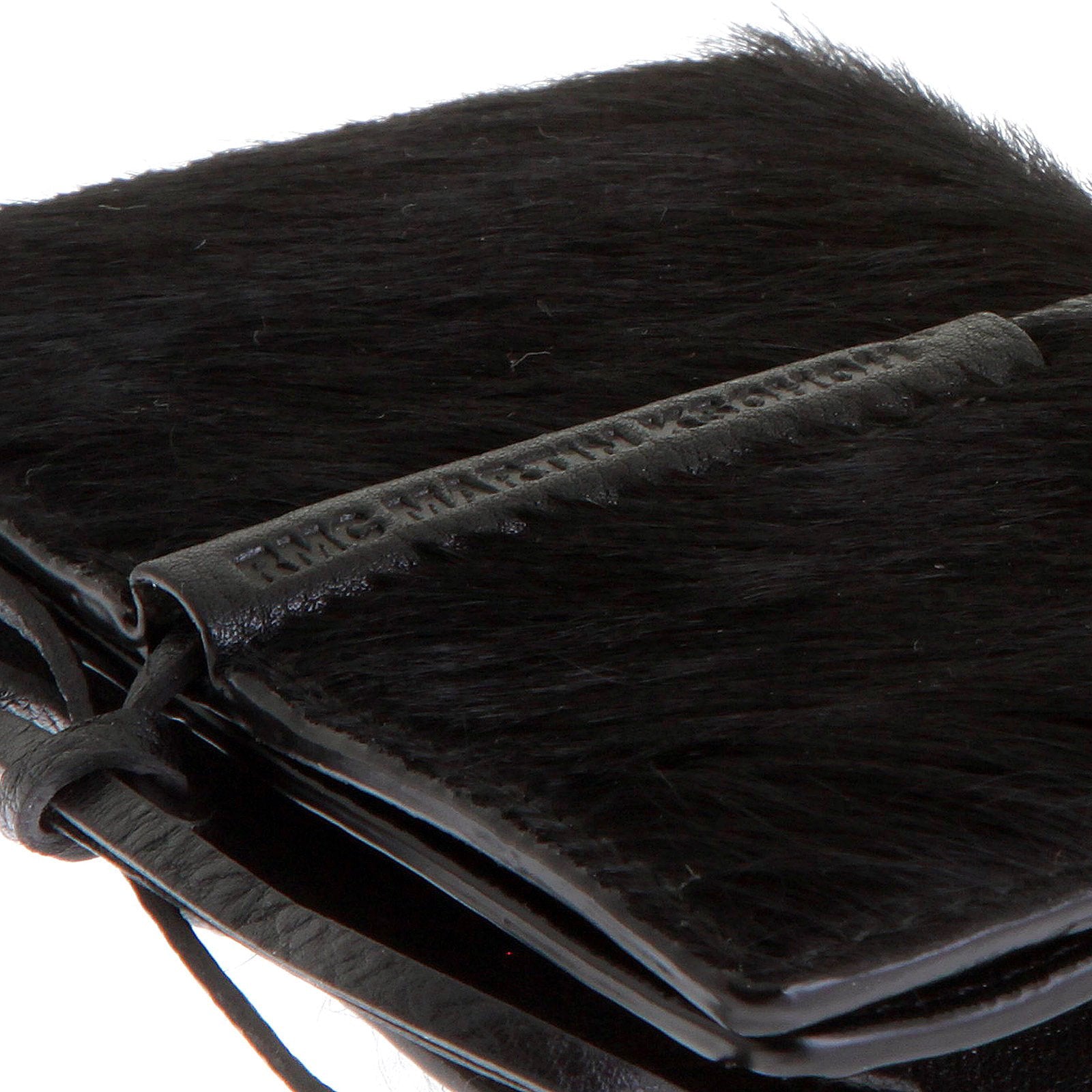 RMC JEANS MENS HORSE HAIR CARD HOLDER BLACK LEATHER WALLET WITH SHOE LACE TIE CLOSURE REDM5761