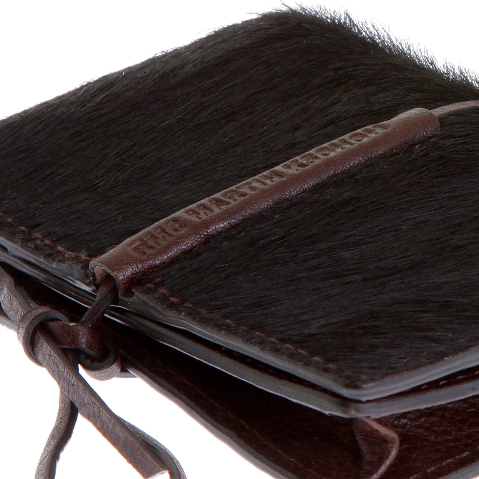 RMC JEANS CARD HOLDER BROWN LEATHER HORSE HAIR WALLET WITH SHOE LACE TIE CLOSURE REDM5762