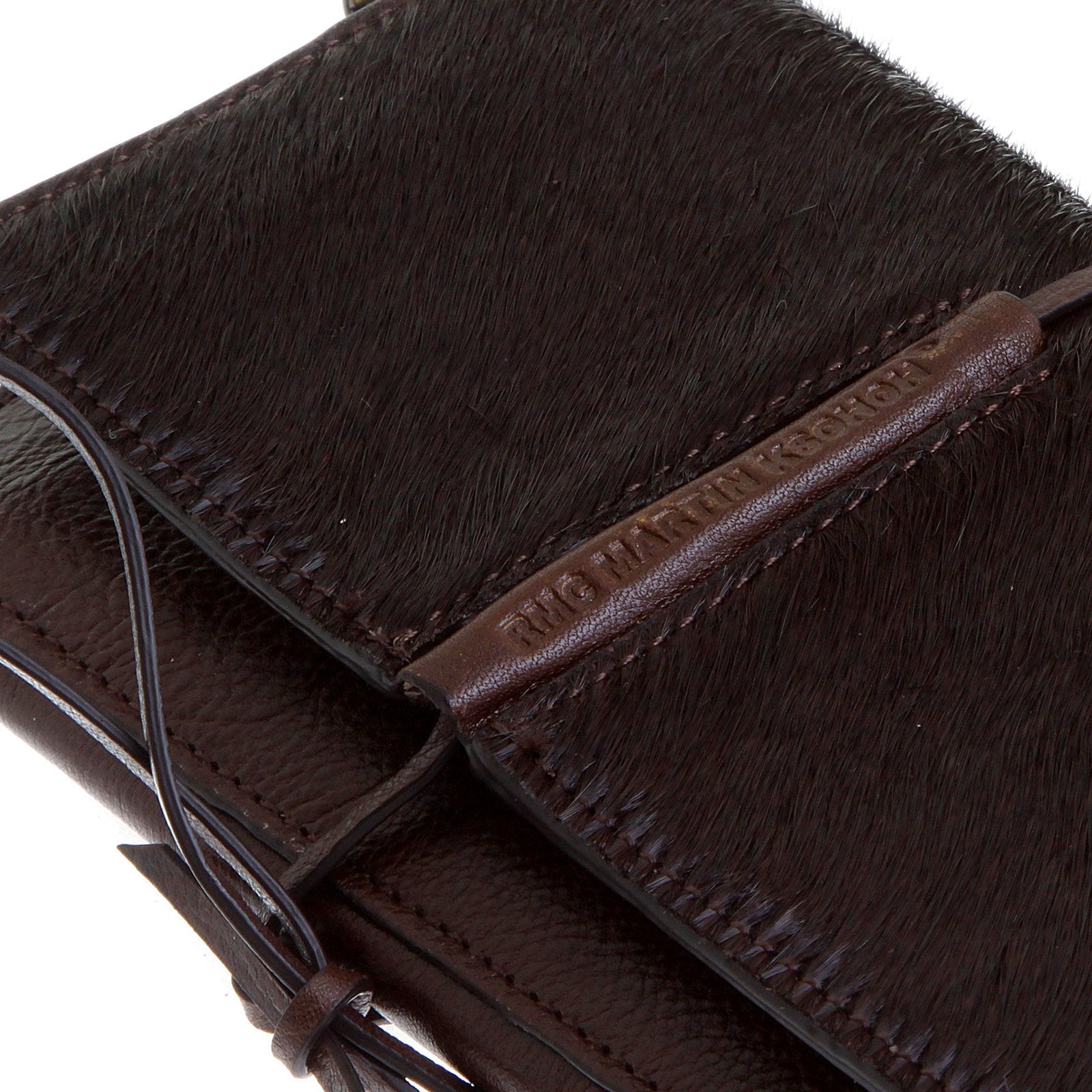 RMC JEANS MENS ITALIAN LEATHER 3 FOLD HORSE HAIR CREDIT CARD WALLET IN BROWN REDM5766