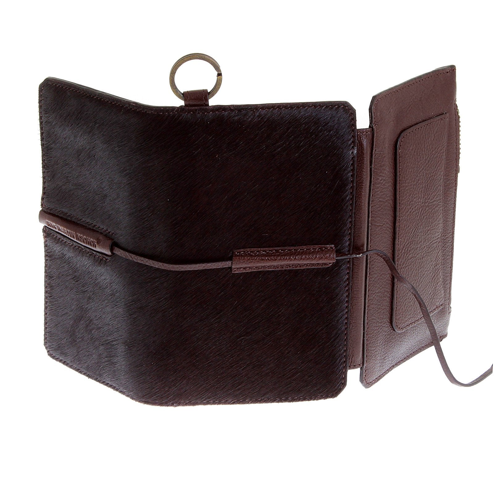 RMC JEANS MENS ITALIAN LEATHER 3 FOLD HORSE HAIR CREDIT CARD WALLET IN BROWN REDM5766