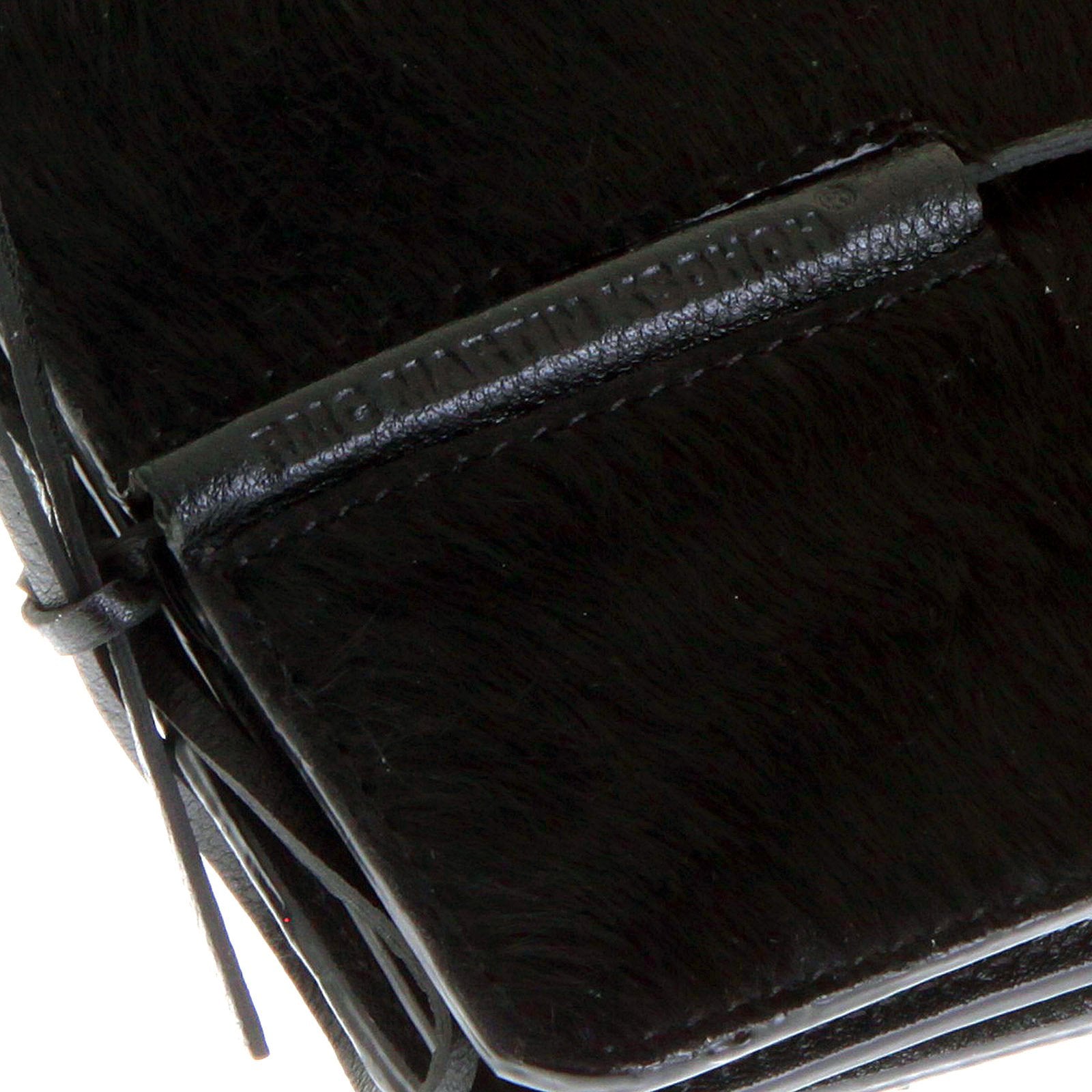 RMC JEANS MENS LEATHER HORSE HAIR WALLET IN BLACK WITH SHOE LACE TIE CLOSURE REDM5767
