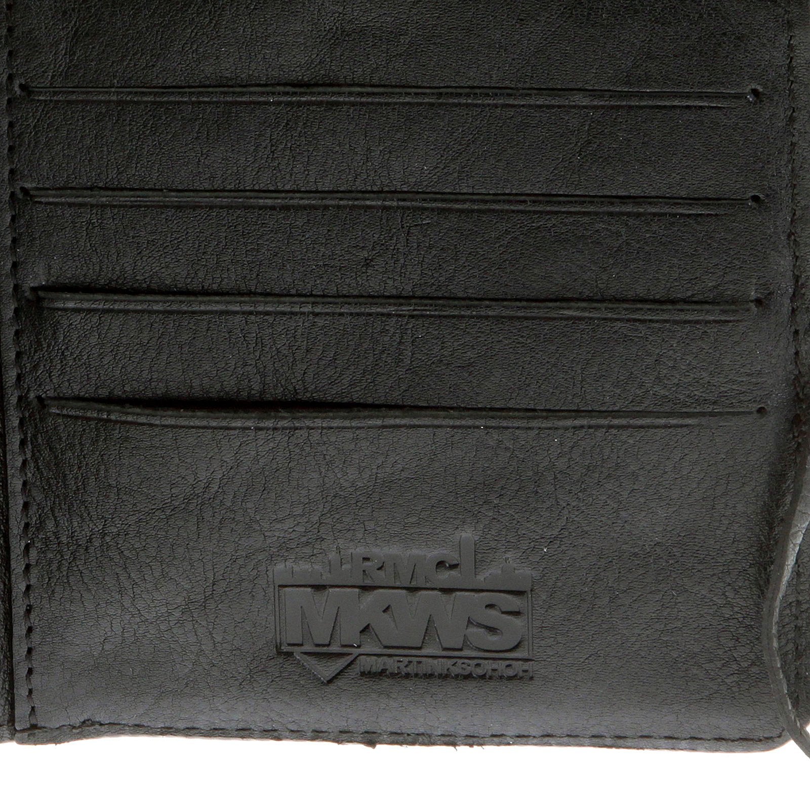 RMC JEANS MENS LEATHER HORSE HAIR WALLET IN BLACK WITH SHOE LACE TIE CLOSURE REDM5767