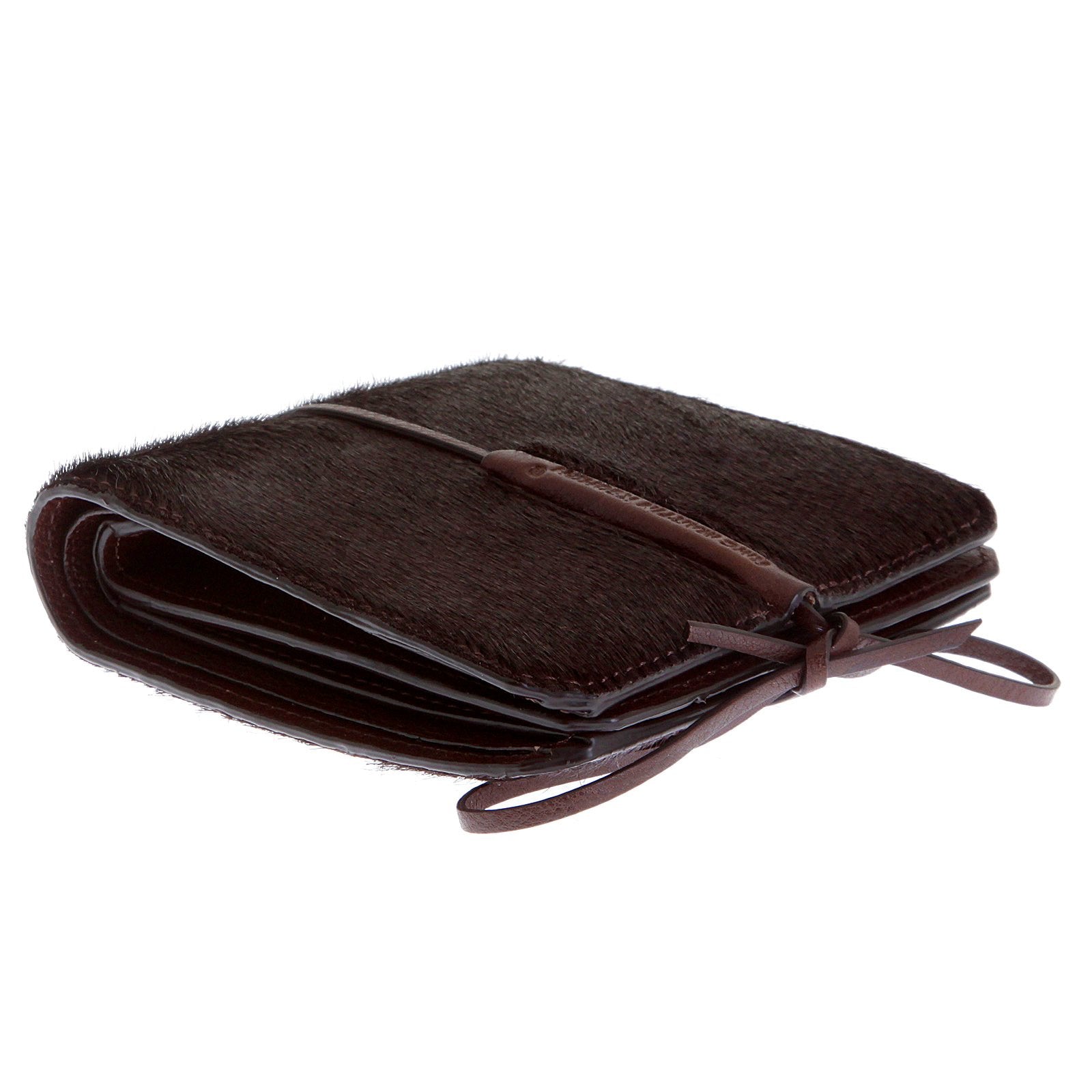 RMC JEANS BROWN LEATHER HORSE HAIR WALLET WITH SHOE LACE TIE CLOSURE FOR MEN REDM5769