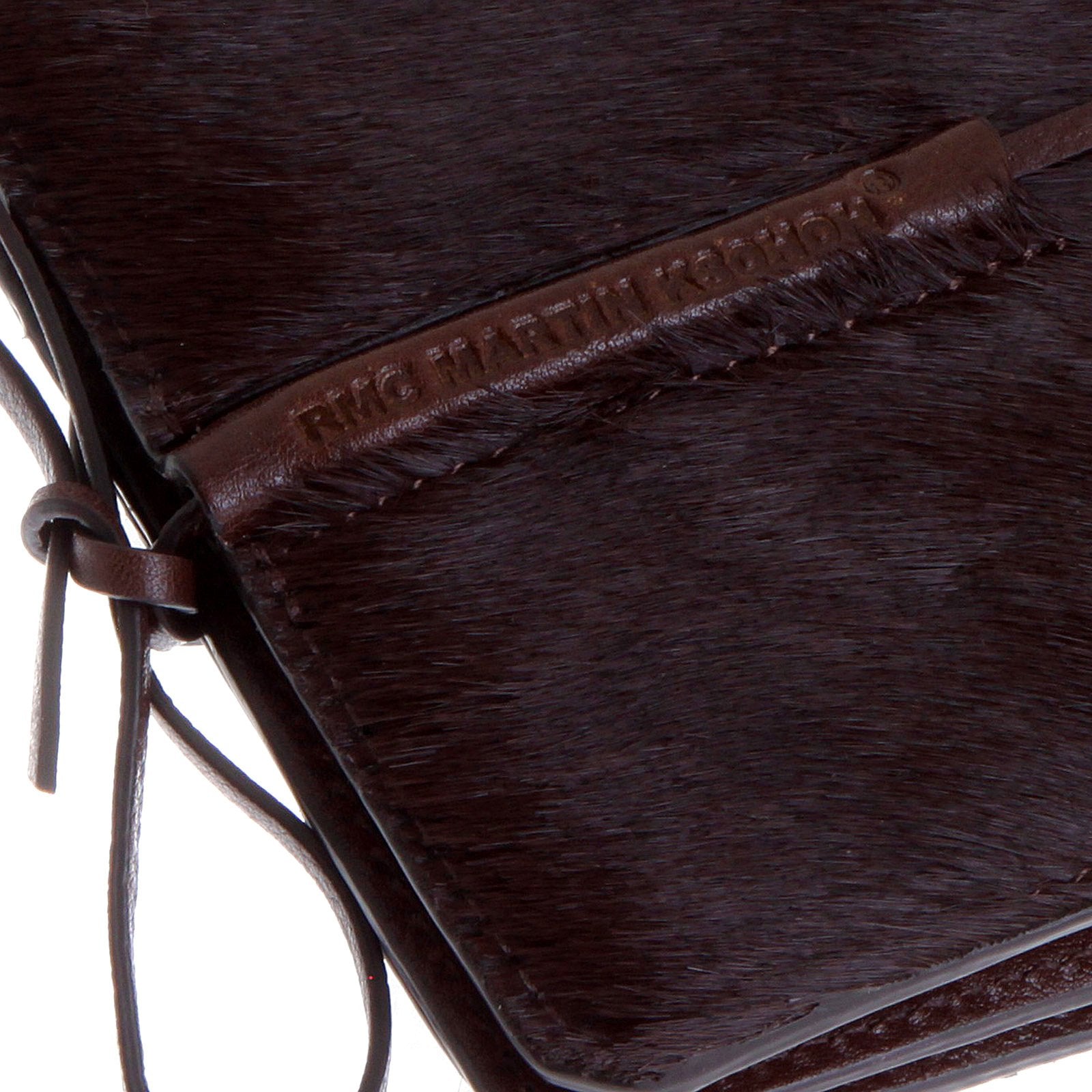 RMC JEANS BROWN LEATHER HORSE HAIR WALLET WITH SHOE LACE TIE CLOSURE FOR MEN REDM5769