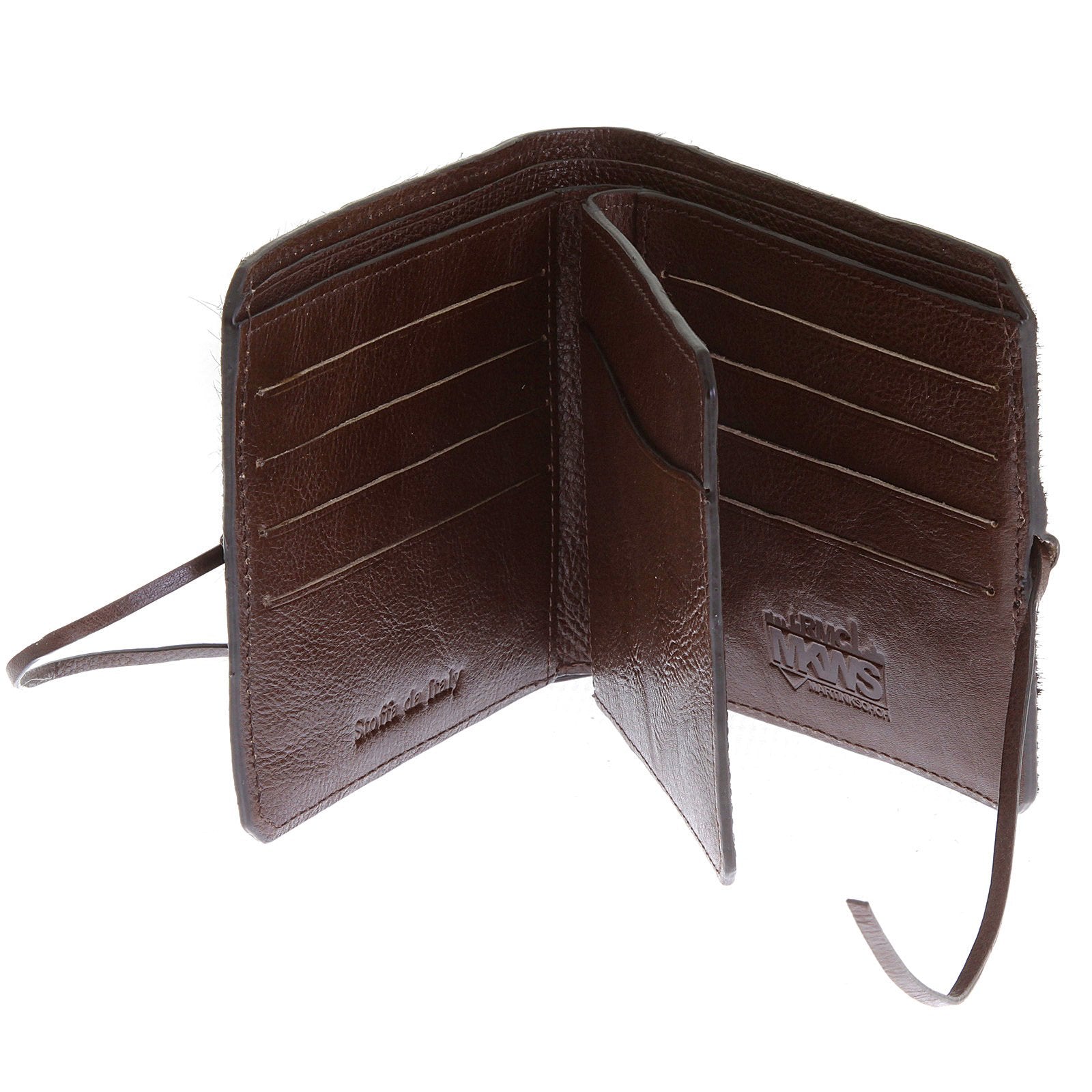 RMC JEANS BROWN LEATHER HORSE HAIR WALLET WITH SHOE LACE TIE CLOSURE FOR MEN REDM5769