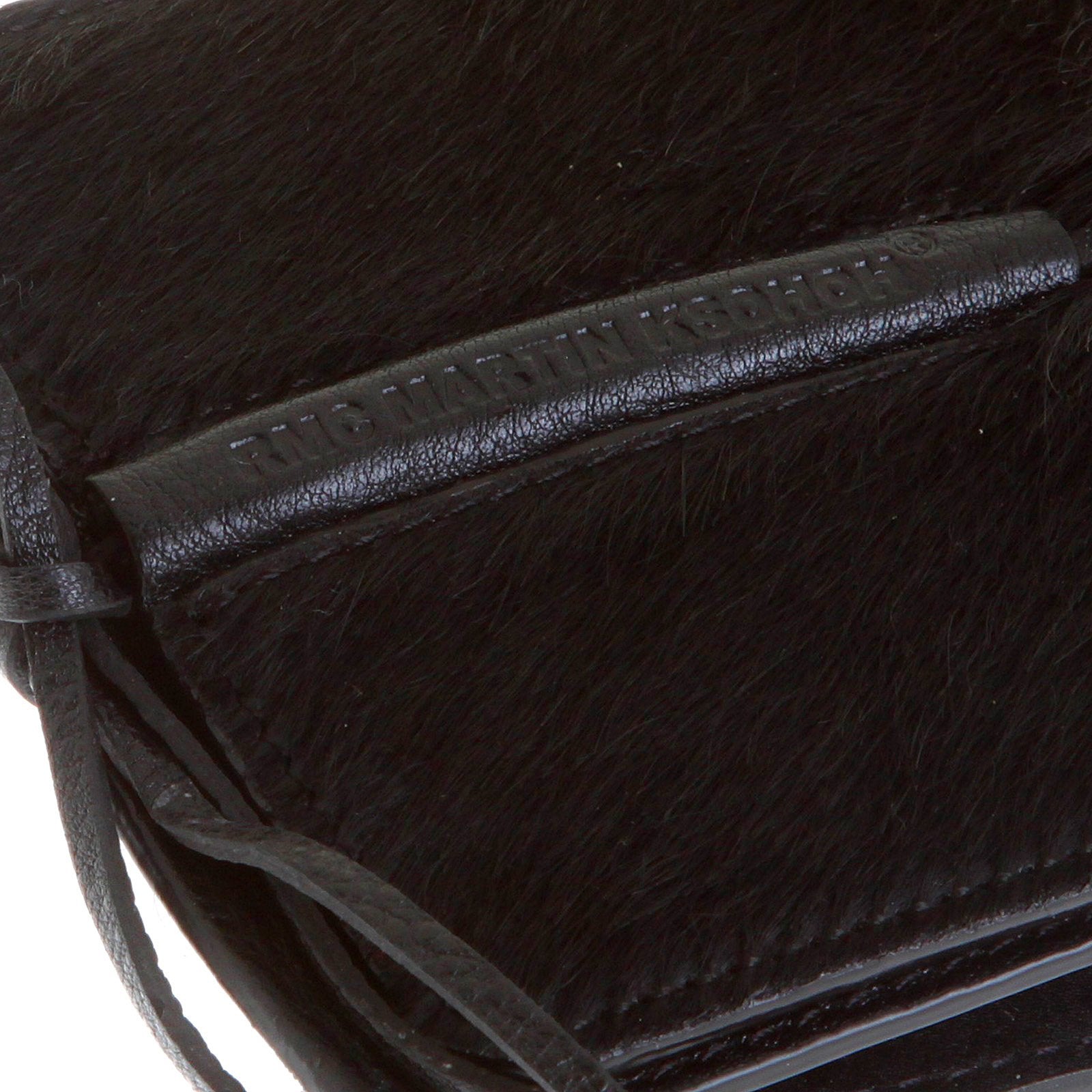 RMC JEANS BLACK LEATHER HORSE HAIR POUCH WALLETS WITH SHOE LACE TIE CLOSURE FOR MEN REDM5770