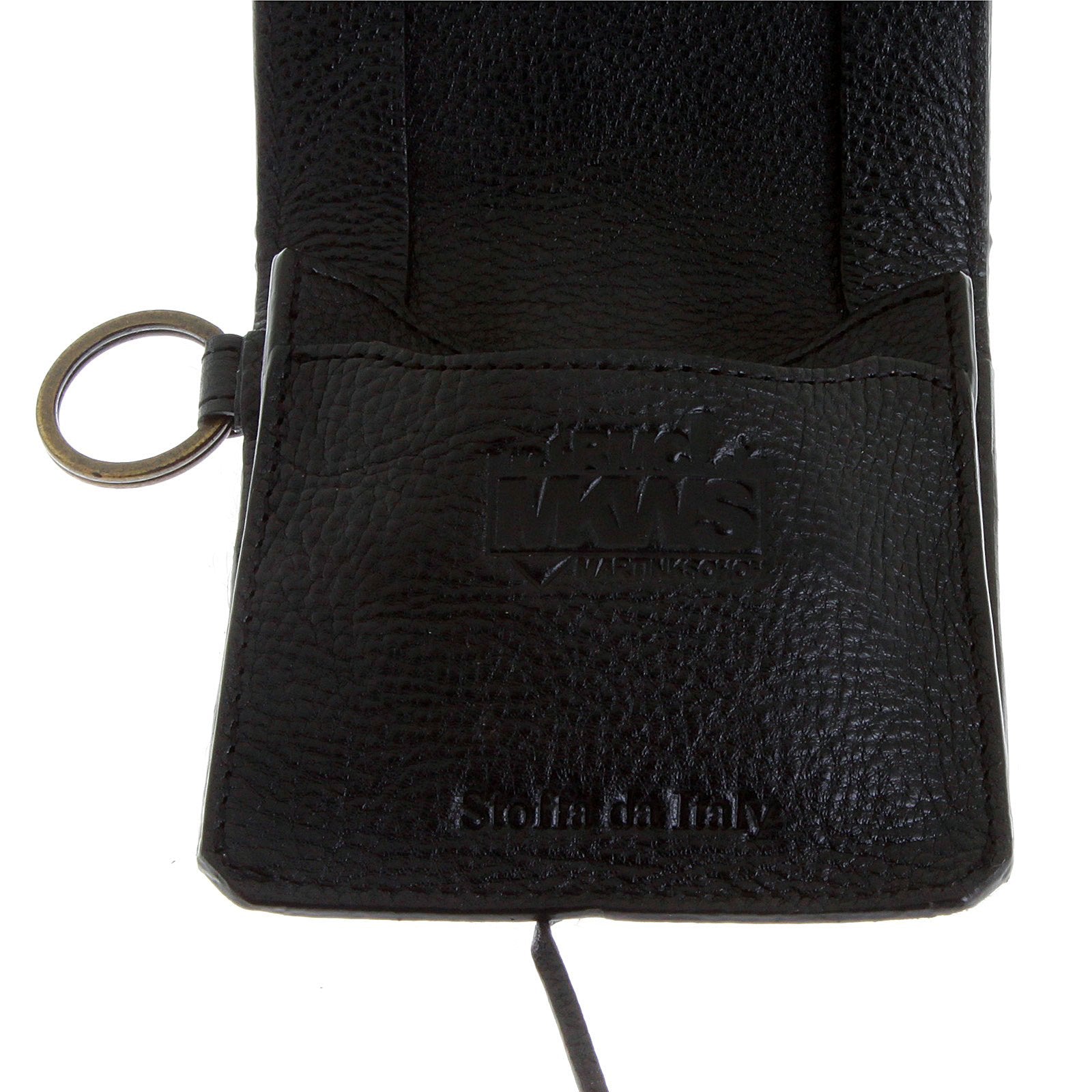 RMC JEANS BLACK LEATHER HORSE HAIR POUCH WALLETS WITH SHOE LACE TIE CLOSURE FOR MEN REDM5770