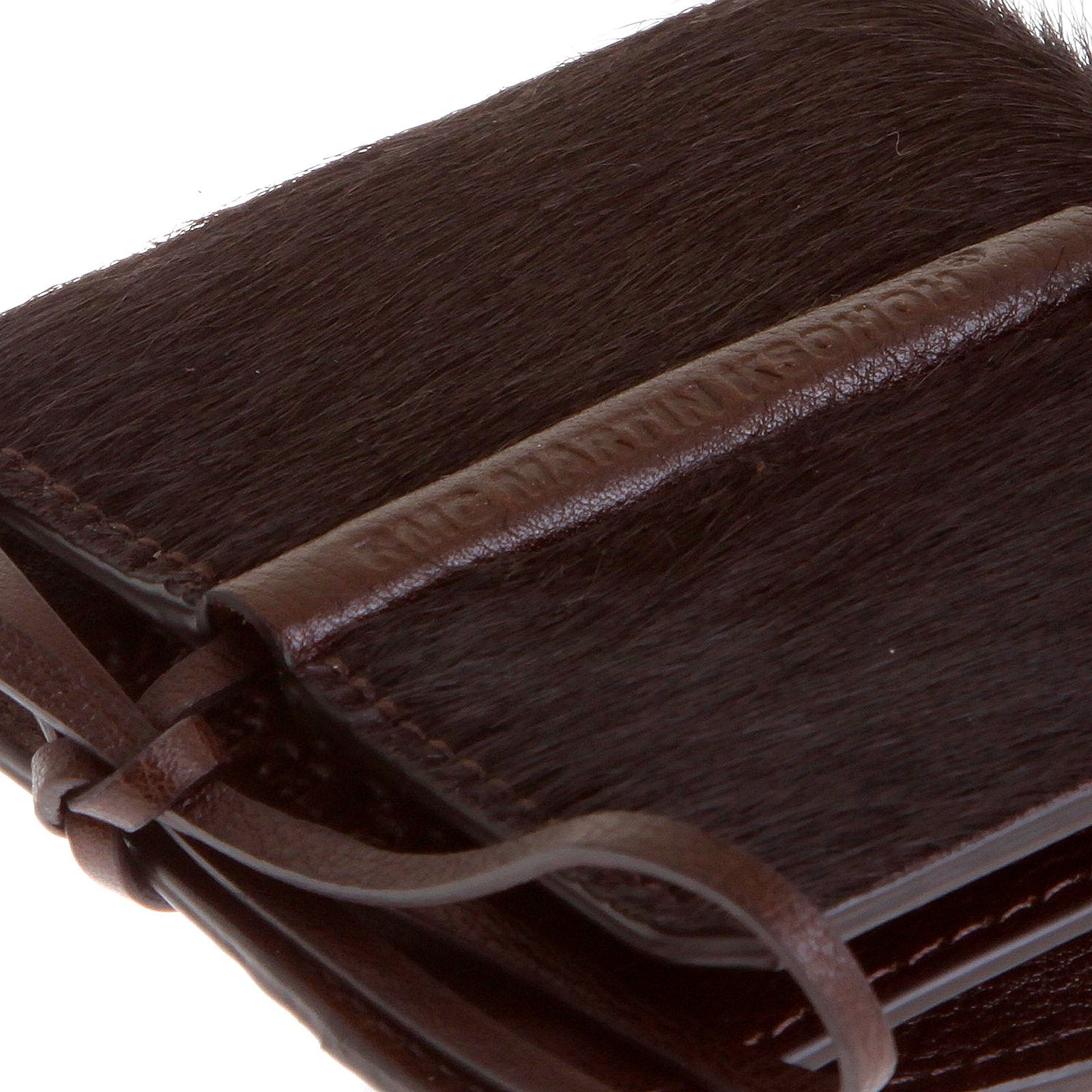 RMC JEANS MENS HORSE HAIR BROWN LEATHER POUCH WALLET WITH SHOE LACE TIE CLOSURE REDM5772