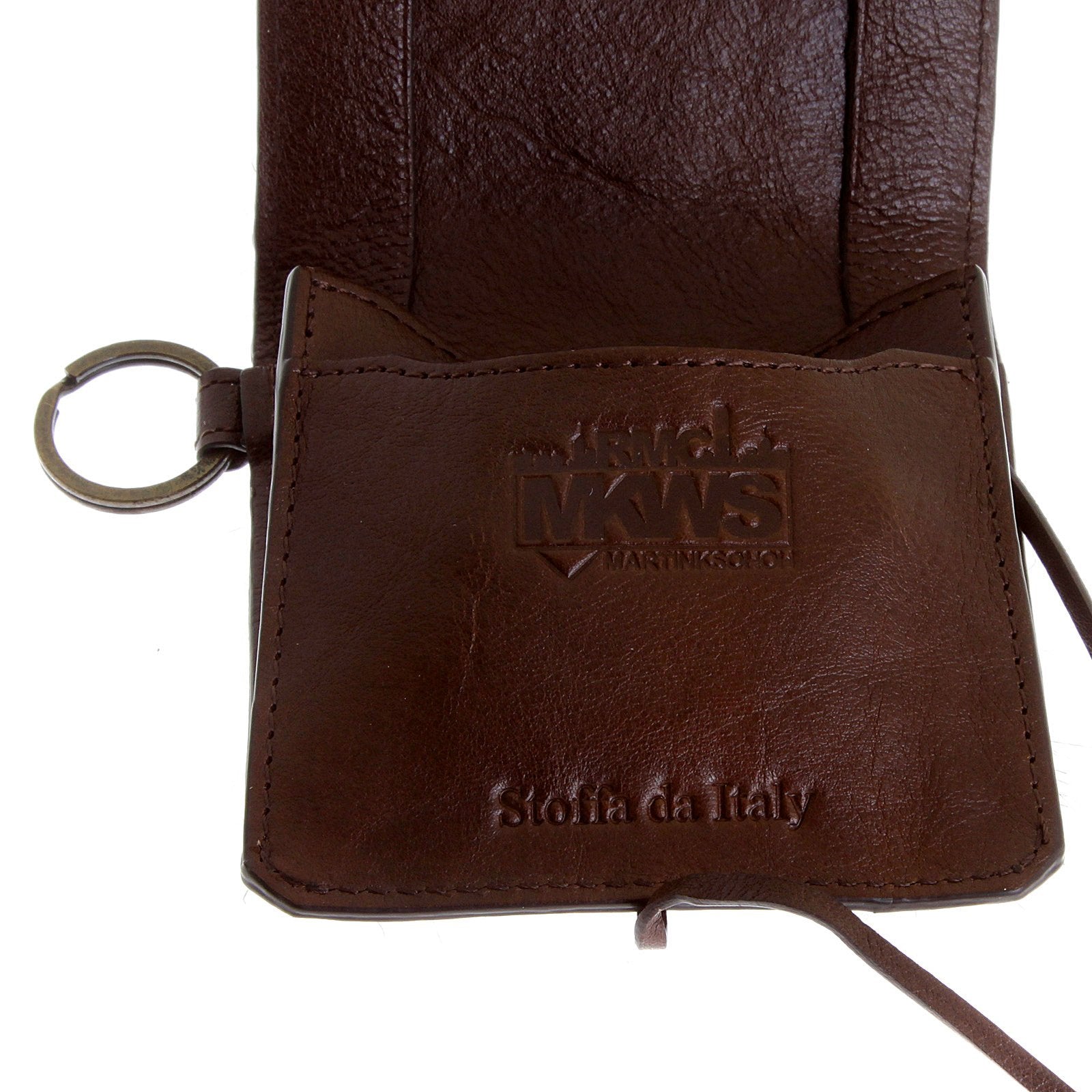 RMC JEANS MENS HORSE HAIR BROWN LEATHER POUCH WALLET WITH SHOE LACE TIE CLOSURE REDM5772