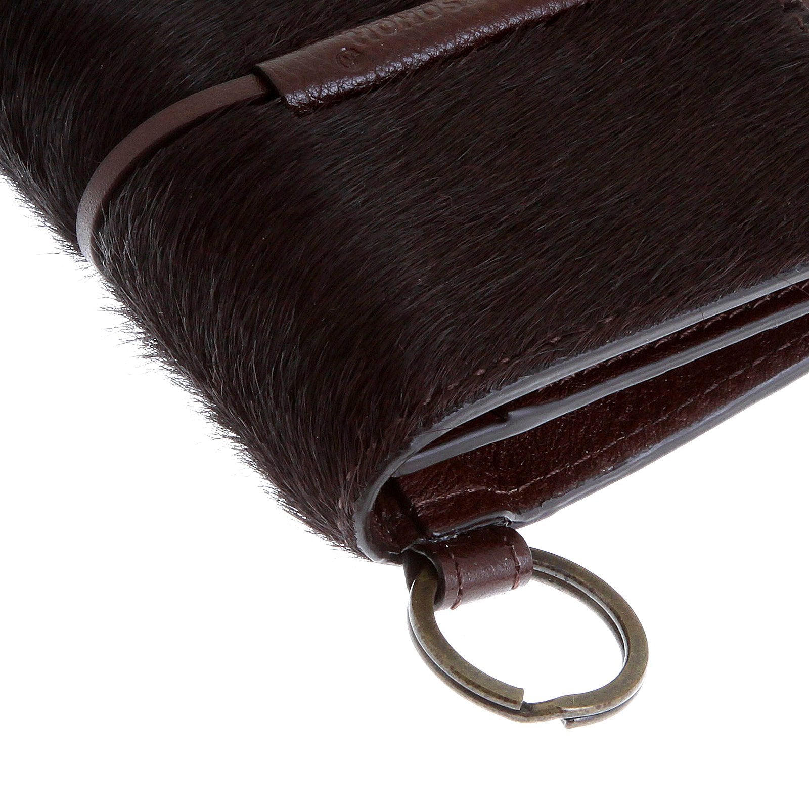 RMC JEANS MENS HORSE HAIR BROWN LEATHER POUCH WALLET WITH SHOE LACE TIE CLOSURE REDM5772