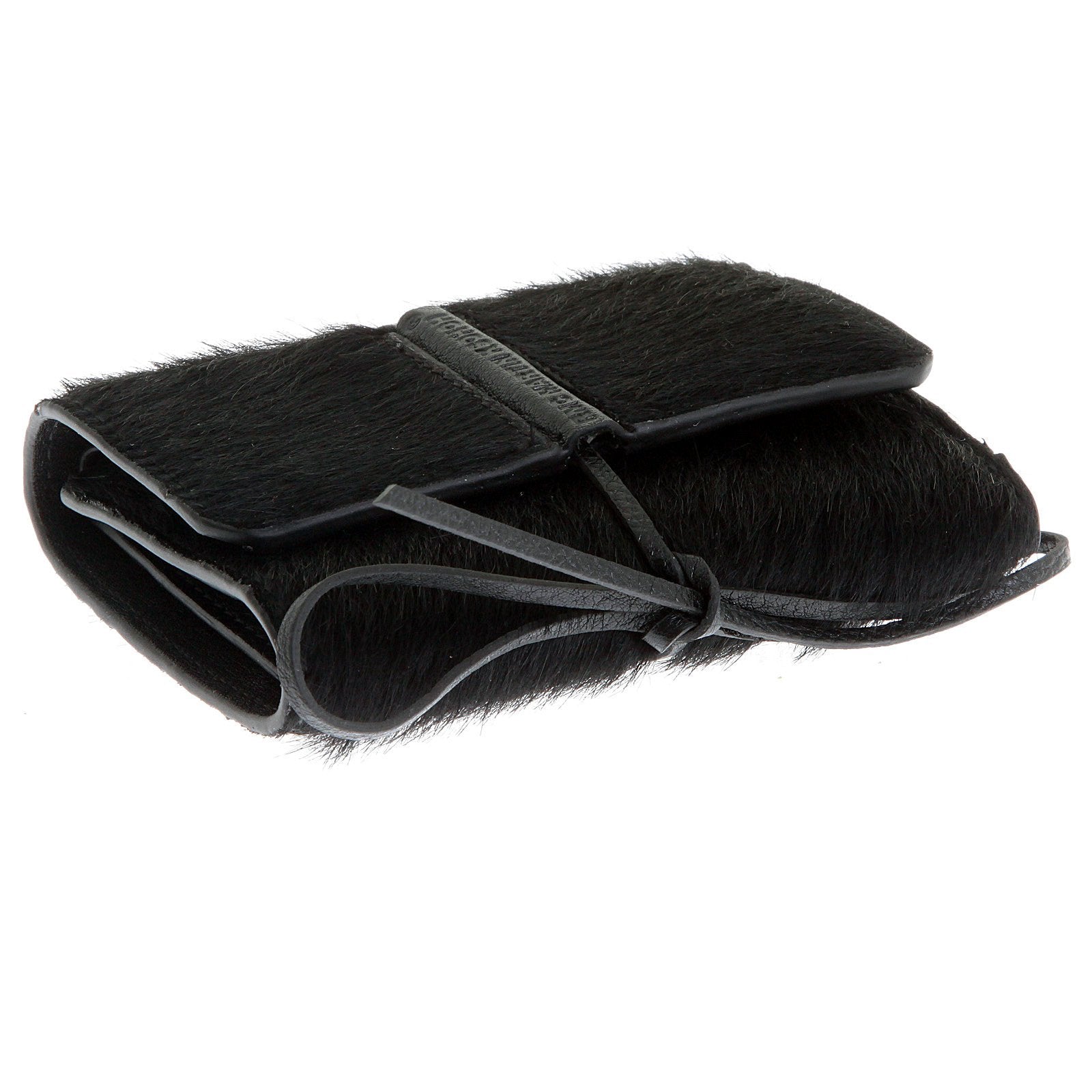 RMC JEANS HORSE HAIR 3 FOLD CREDIT CARD BLACK LEATHER MINI WALLET FOR MEN REDM5773