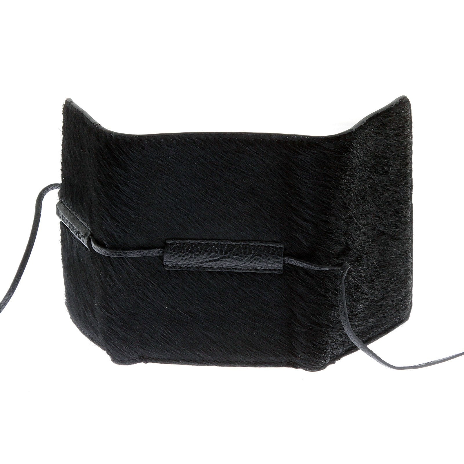 RMC JEANS HORSE HAIR 3 FOLD CREDIT CARD BLACK LEATHER MINI WALLET FOR MEN REDM5773