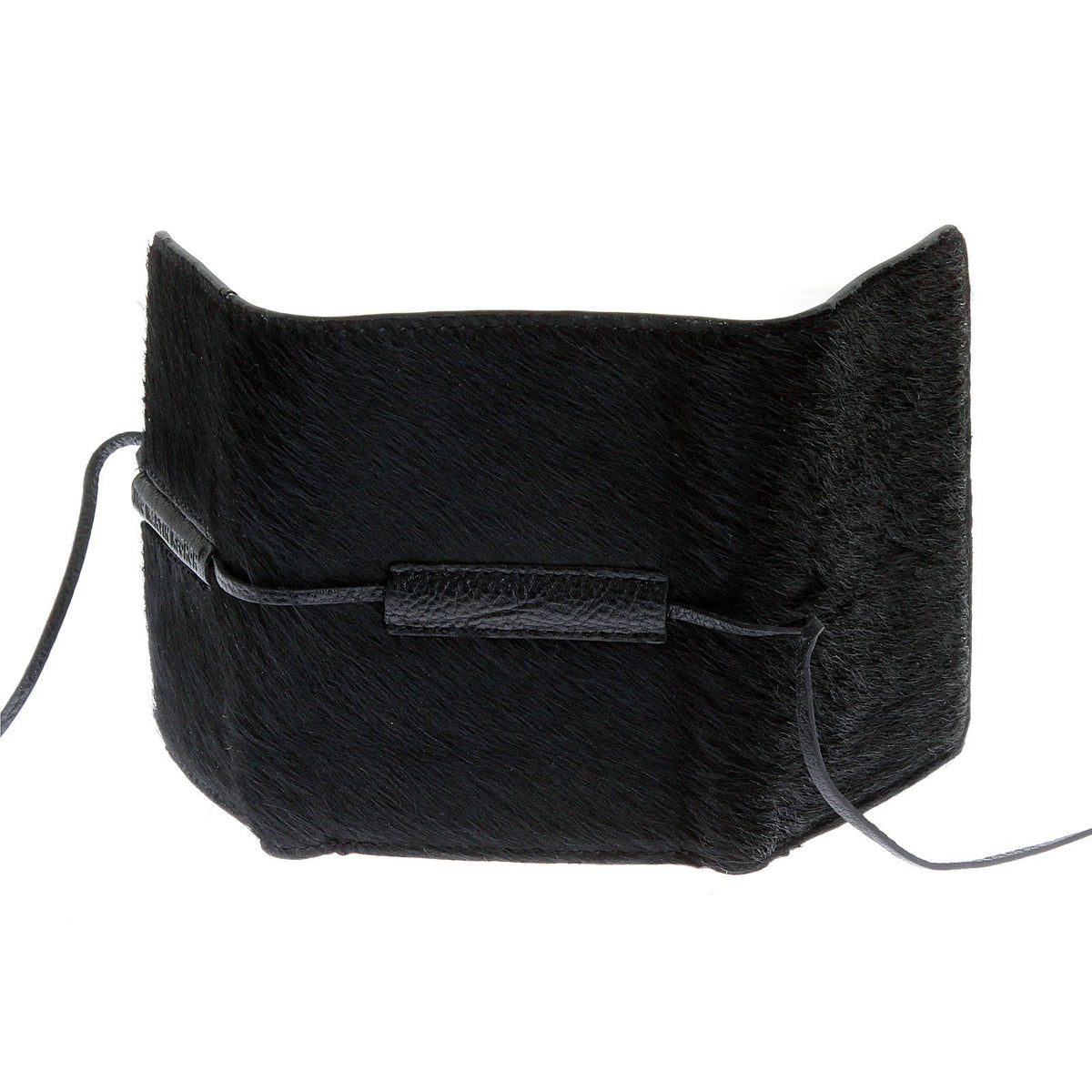 RMC JEANS HORSE HAIR 3 FOLD CREDIT CARD BLACK LEATHER MINI WALLET FOR MEN REDM5773