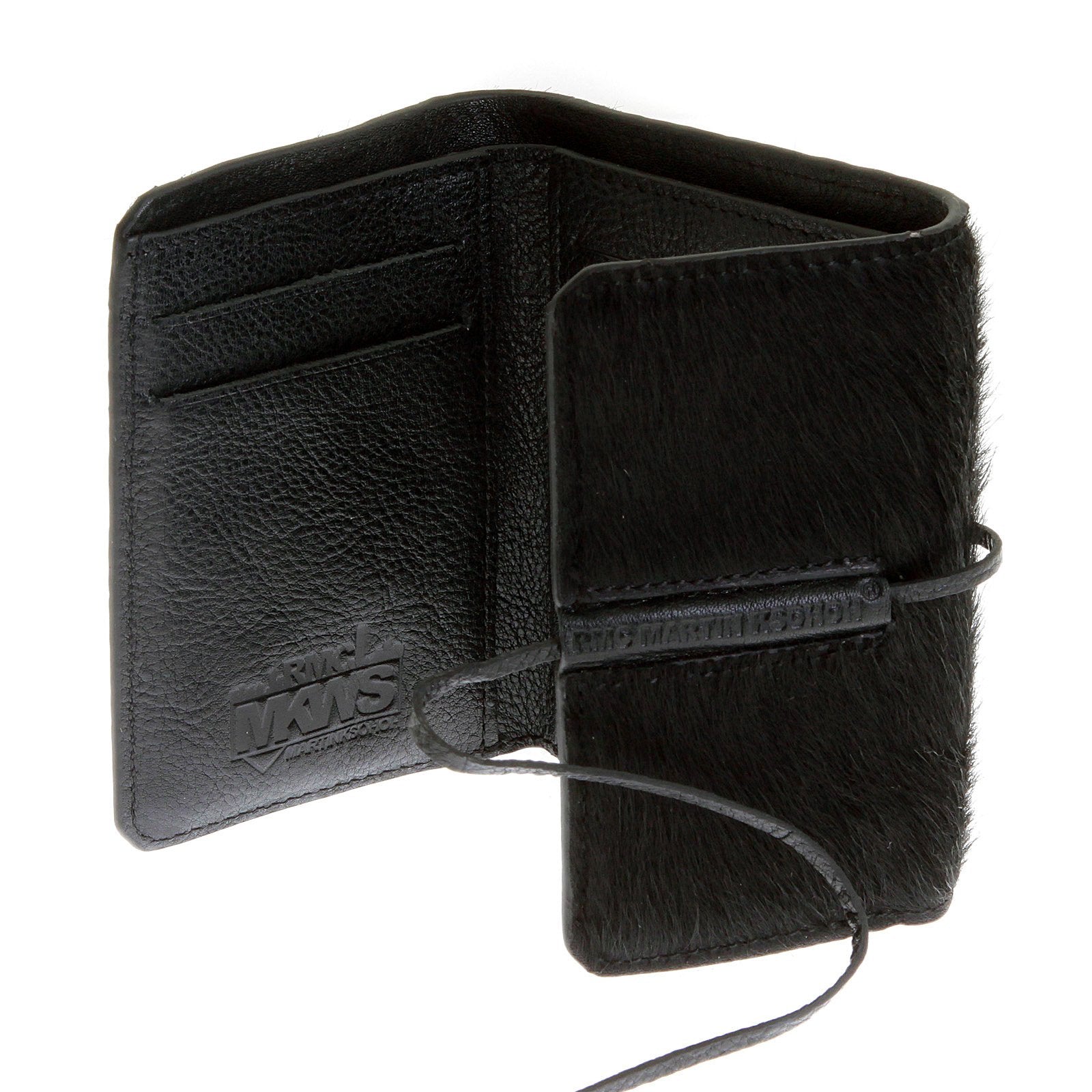 RMC JEANS HORSE HAIR 3 FOLD CREDIT CARD BLACK LEATHER MINI WALLET FOR MEN REDM5773