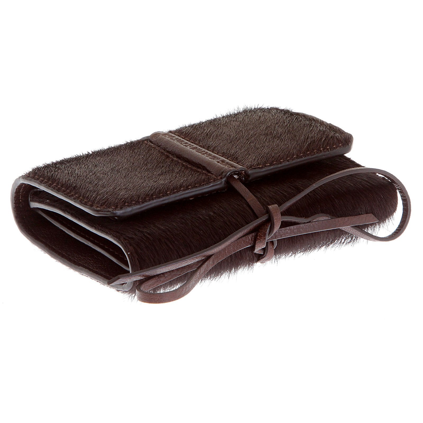 RMC JEANS 3 FOLD LEATHER HORSE HAIR BROWN CREDIT CARD MINI WALLET FOR MEN REDM5775