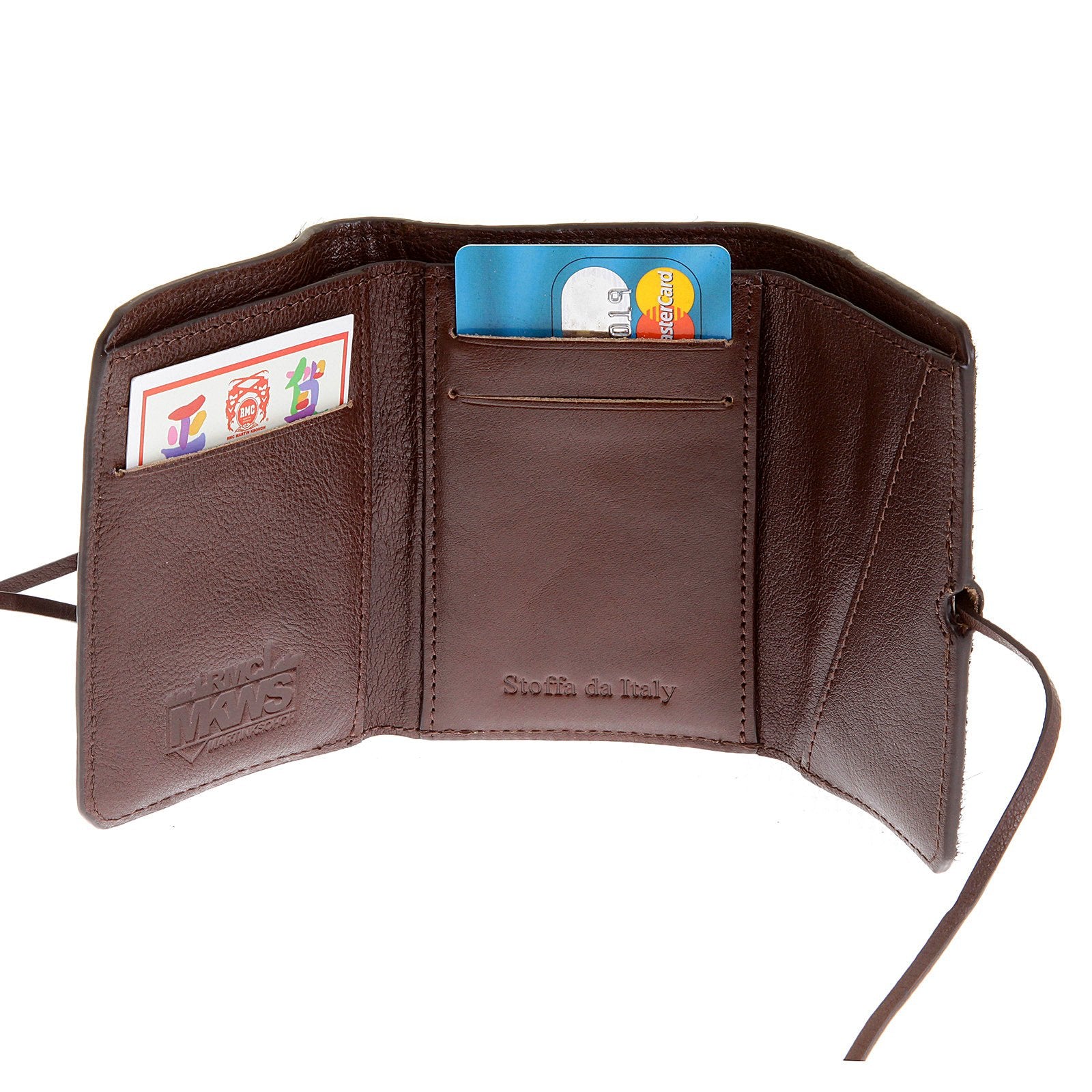 RMC JEANS 3 FOLD LEATHER HORSE HAIR BROWN CREDIT CARD MINI WALLET FOR MEN REDM5775