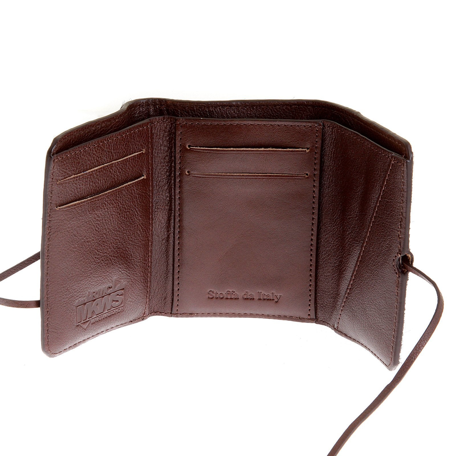 RMC JEANS 3 FOLD LEATHER HORSE HAIR BROWN CREDIT CARD MINI WALLET FOR MEN REDM5775