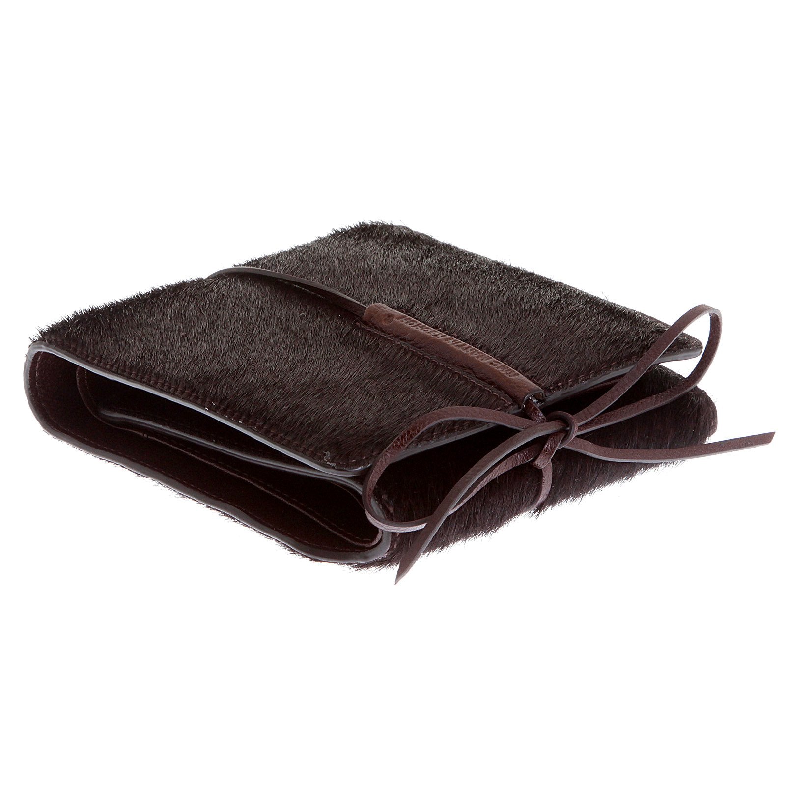 RMC BROWN LEATHER HORSE HAIR 3 FOLD CREDIT CARD &amp; COIN POUCH LANDSCAPE WALLET FOR MEN REDM5778