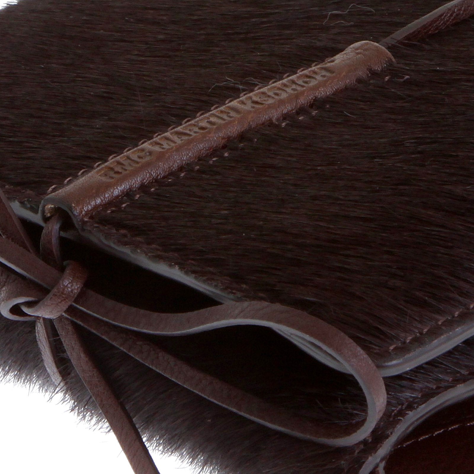 RMC BROWN LEATHER HORSE HAIR 3 FOLD CREDIT CARD &amp; COIN POUCH LANDSCAPE WALLET FOR MEN REDM5778