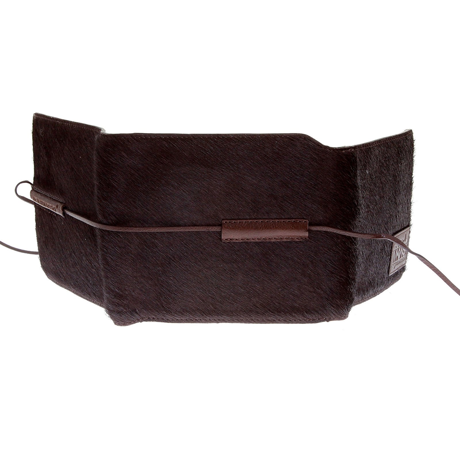 RMC BROWN LEATHER HORSE HAIR 3 FOLD CREDIT CARD &amp; COIN POUCH LANDSCAPE WALLET FOR MEN REDM5778