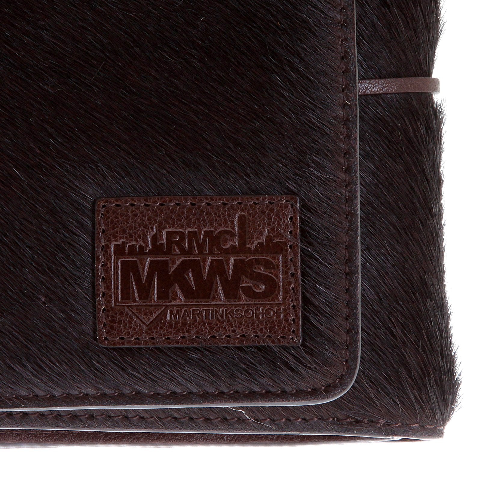 RMC BROWN LEATHER HORSE HAIR 3 FOLD CREDIT CARD &amp; COIN POUCH LANDSCAPE WALLET FOR MEN REDM5778