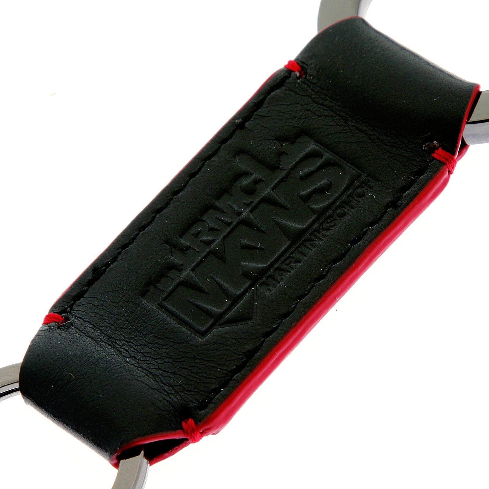 RMC JEANS BLACK LEATHER KEY HOLDER WITH RED LEATHER TRIM FOR MEN REDM5518