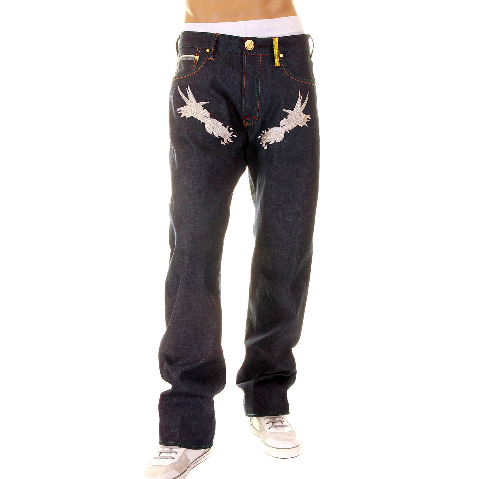 YOROPIKO LIMITED EDITION HUNGRY DRAGON 574 SILVER RAW SELVEDGE DENIM JEANS YORO2879