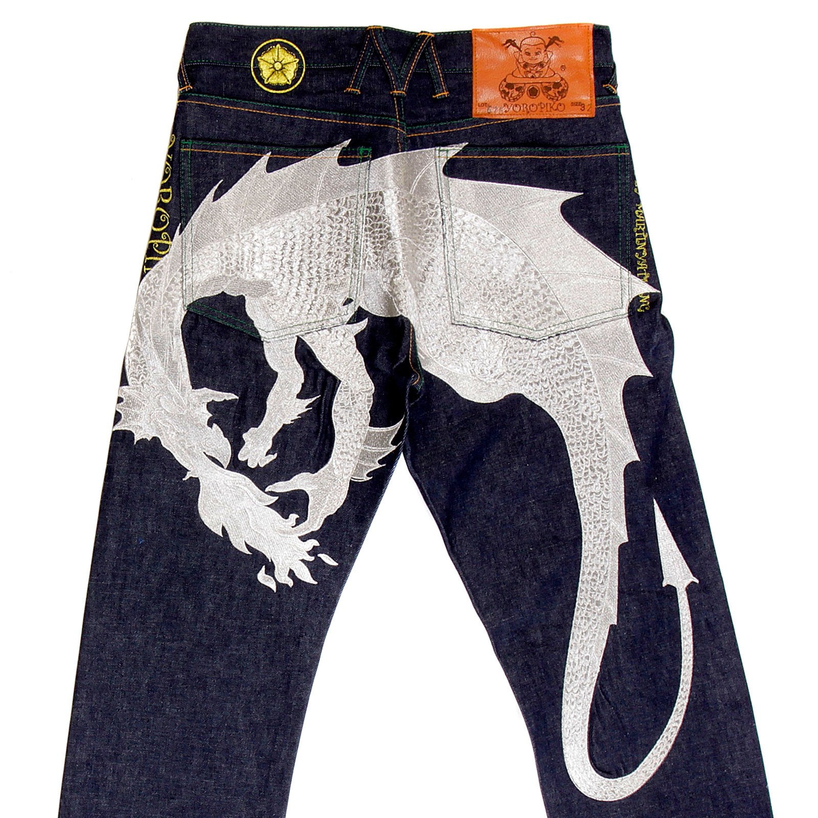 YOROPIKO LIMITED EDITION HUNGRY DRAGON 574 SILVER RAW SELVEDGE DENIM JEANS YORO2879