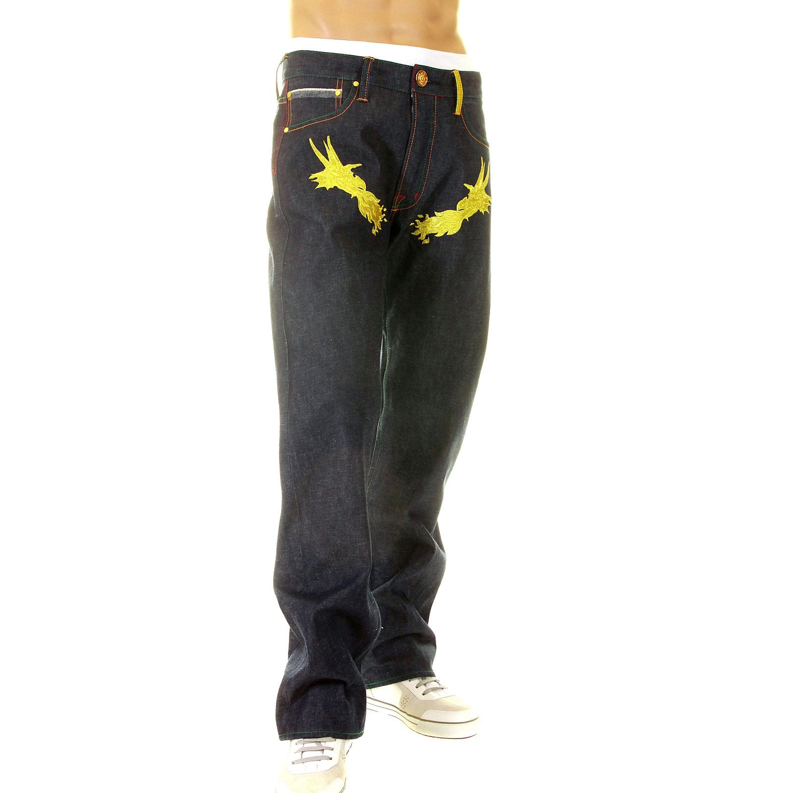YOROPIKO HUNGRY DRAGON 574 SUPER EXCLUSIVE SELVEDGE DENIM JEANS WITH GOLD EMBROIDERY YORO2878