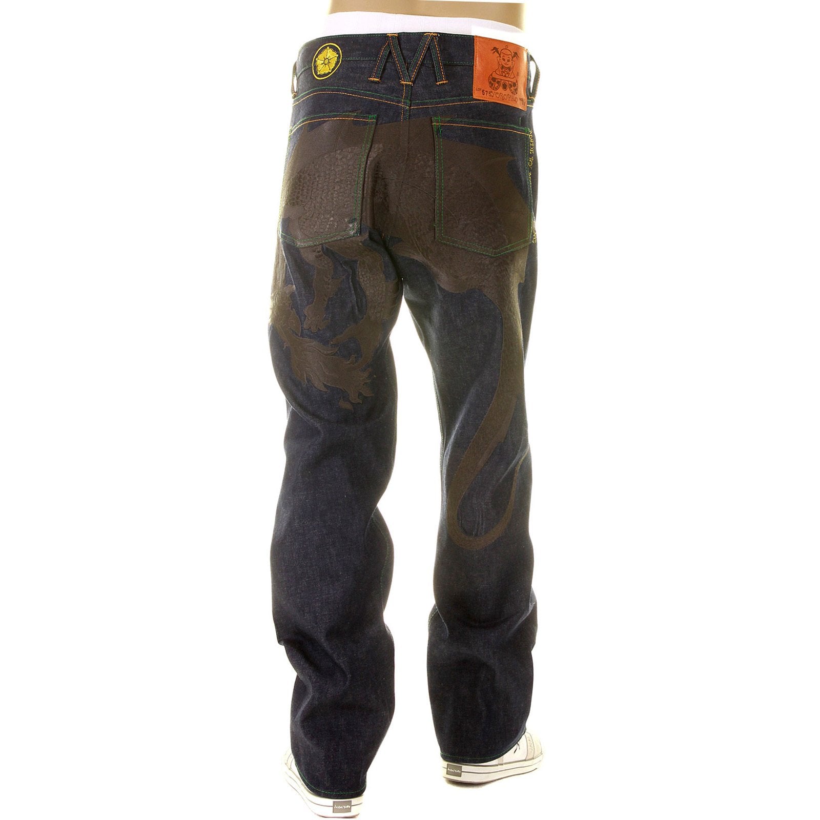 YOROPIKO LIMITED EDITION BLACK HUNGRY DRAGON 574 VINTAGE CUT RAW SELVEDGE DENIM JEANS YORO2880