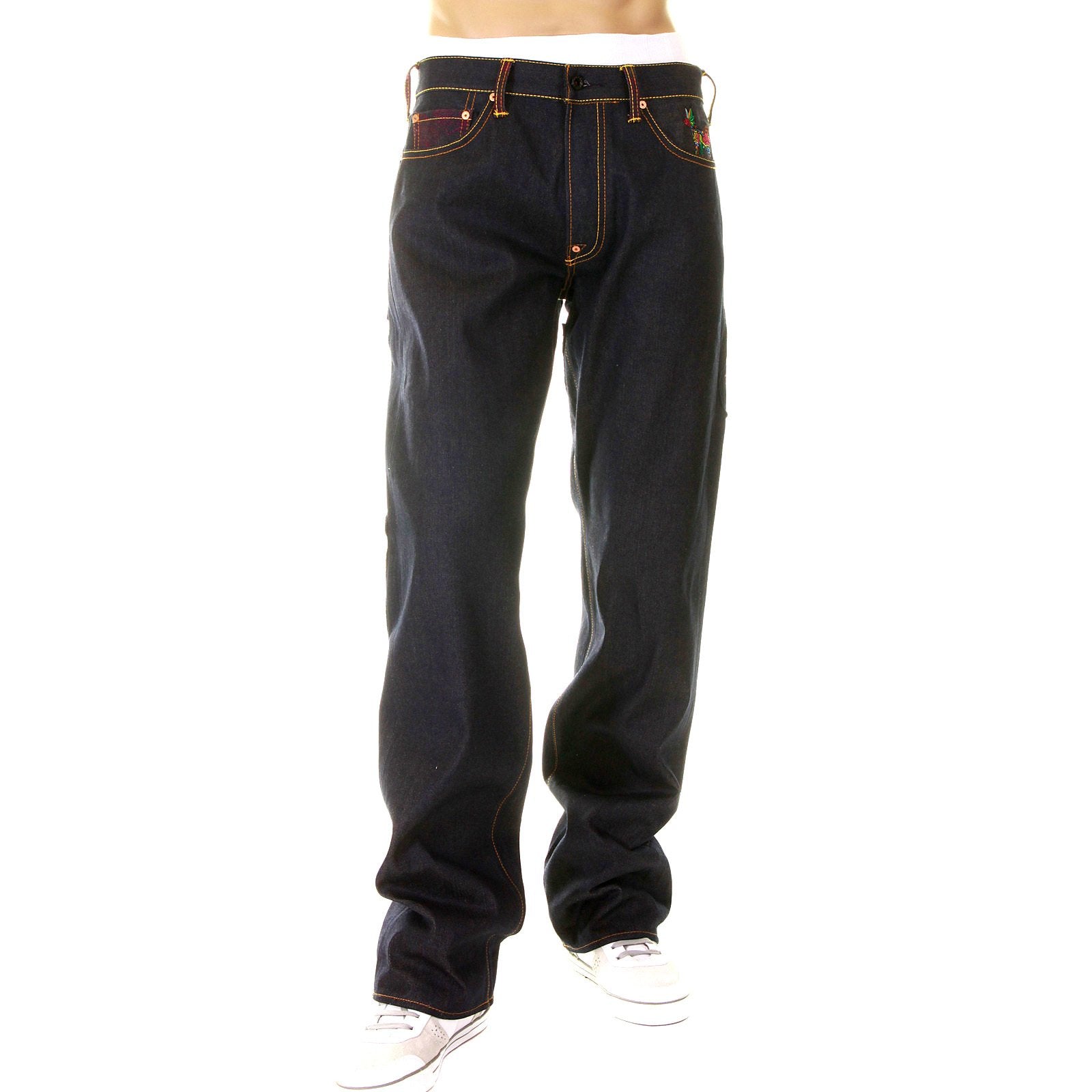 YOROPIKO LIMITED EDITION RAW SELVEDGE DENIM JEANS WITH HUNGRY DRAGON 574 SKY BLUE ROYAL BLUE PINK EMBROIDERY YORO5419