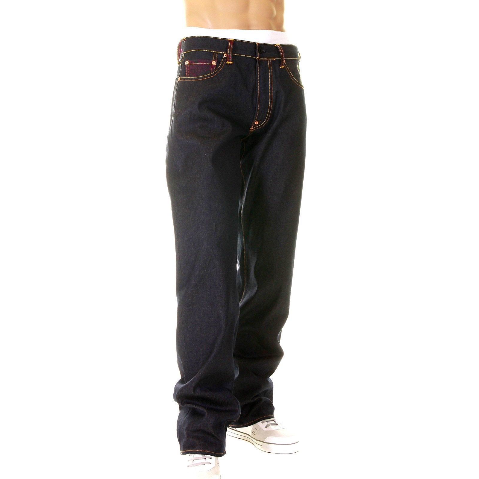 YOROPIKO LIMITED EDITION RAW SELVEDGE DENIM JEANS WITH HUNGRY DRAGON 574 SKY BLUE ROYAL BLUE PINK EMBROIDERY YORO5419