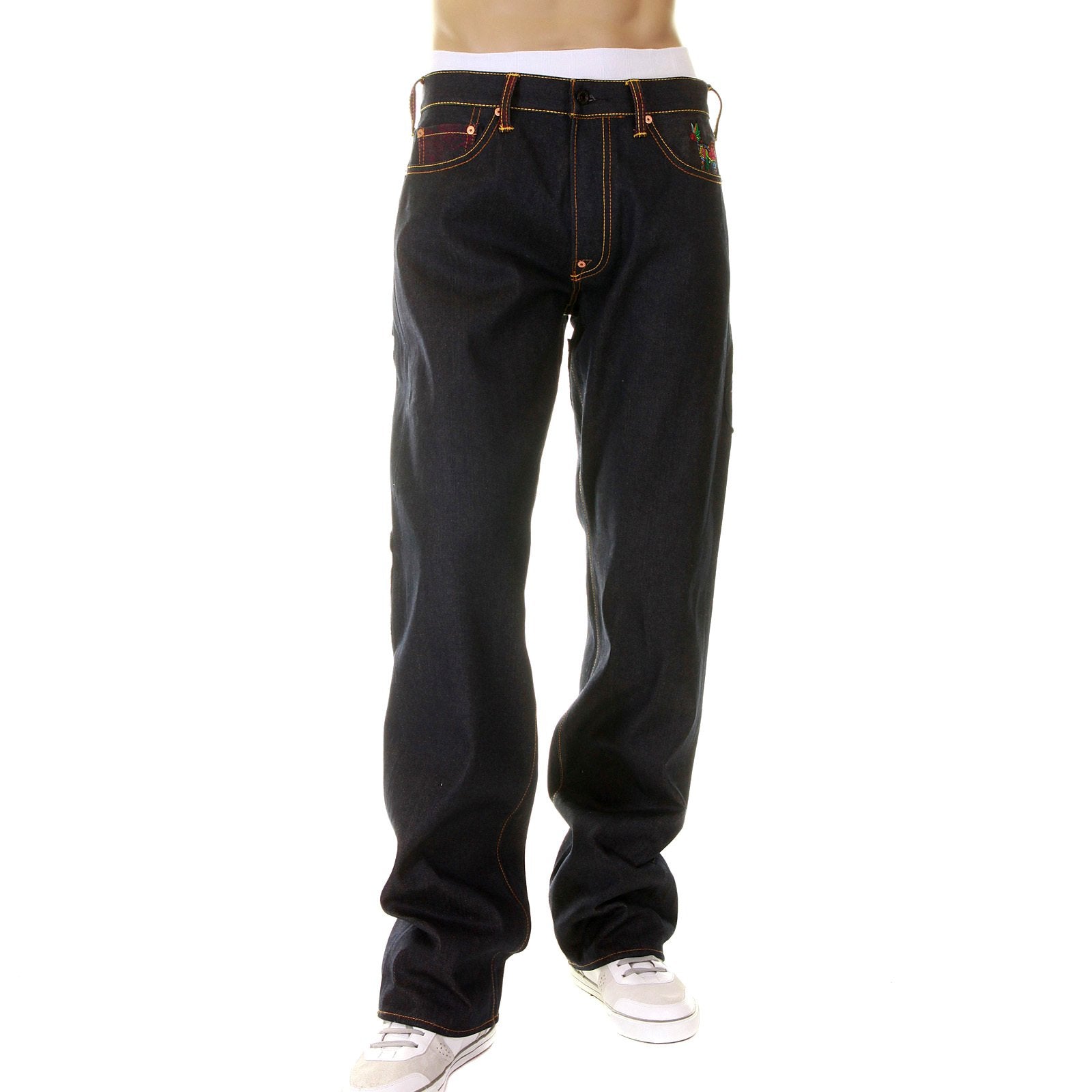 YOROPIKORAW SELVEDGE DENIM JEANS WITH HUNGRY DRAGON 574 SKY BLUE PINK ROYAL BLUE EMBROIDERY YORO5415