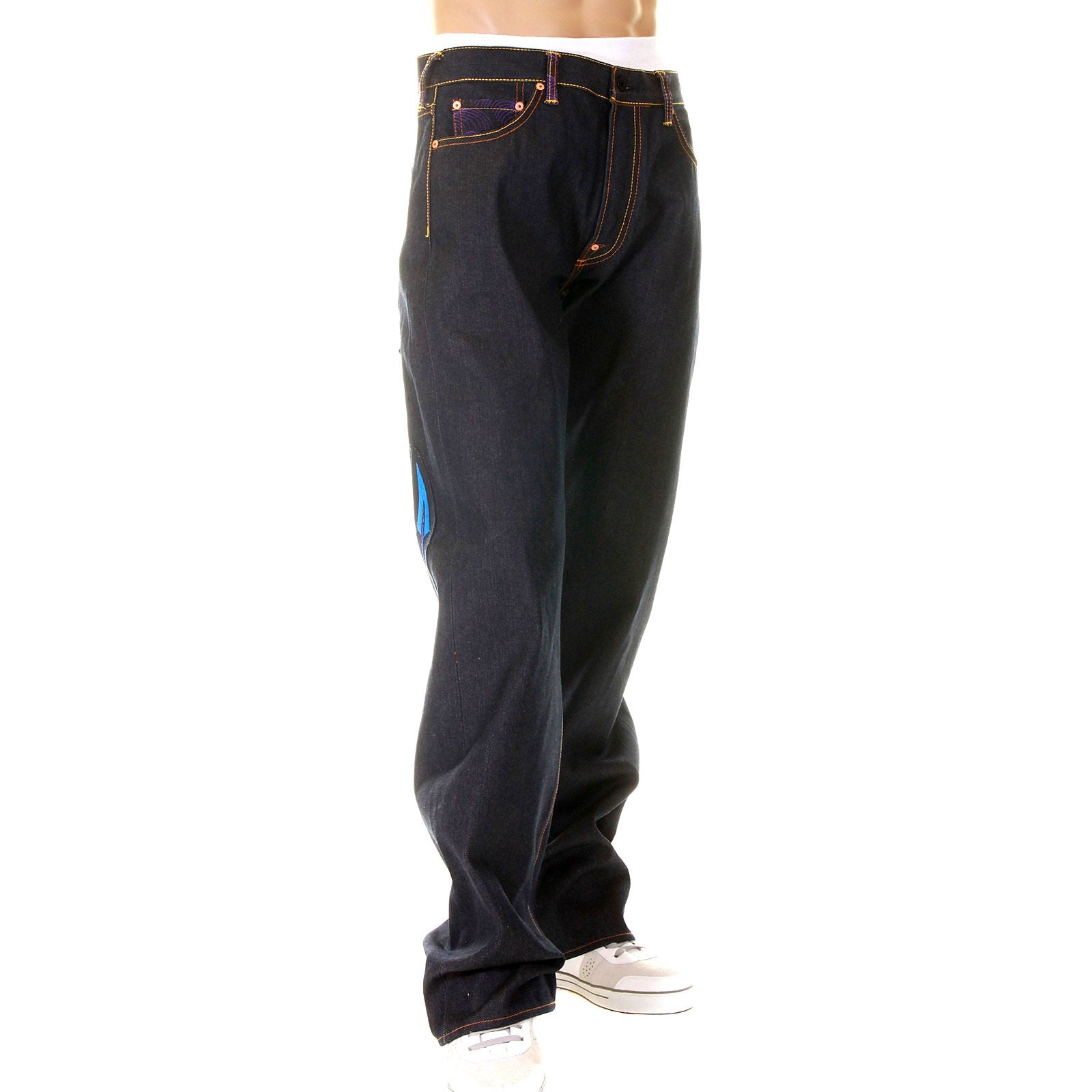 YOROPIKO LIMITED EDITION SELVEDGE DENIM JEANS WITH HUNGRY DRAGON 574 PINK ROYAL BLUE SKY BLUE EMBROIDERY YORO5418