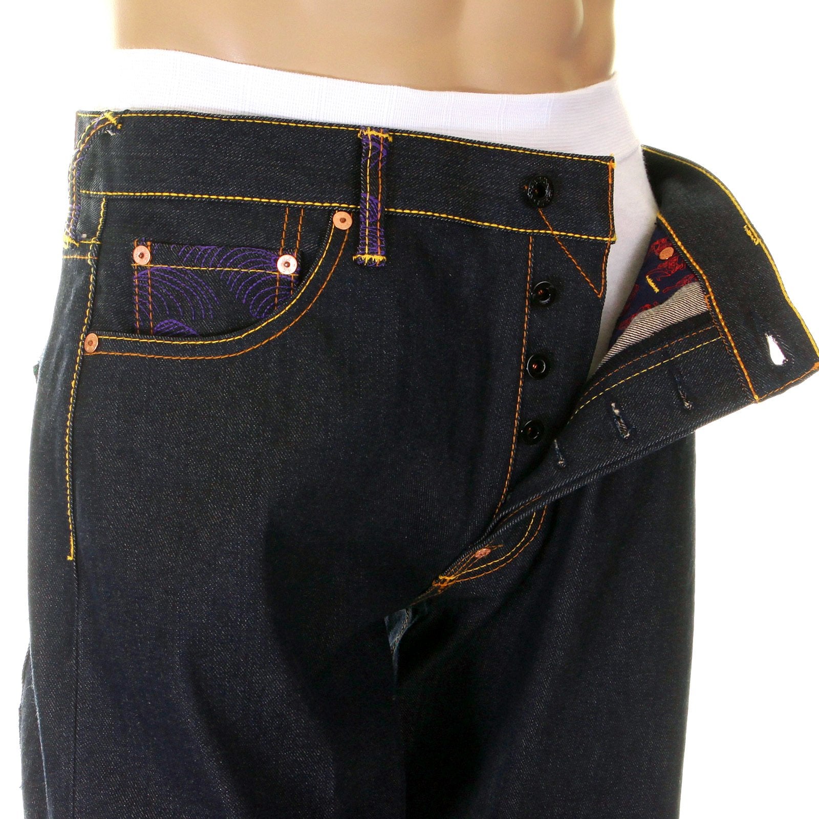 YOROPIKO LIMITED EDITION SELVEDGE DENIM JEANS WITH HUNGRY DRAGON 574 PINK ROYAL BLUE SKY BLUE EMBROIDERY YORO5418