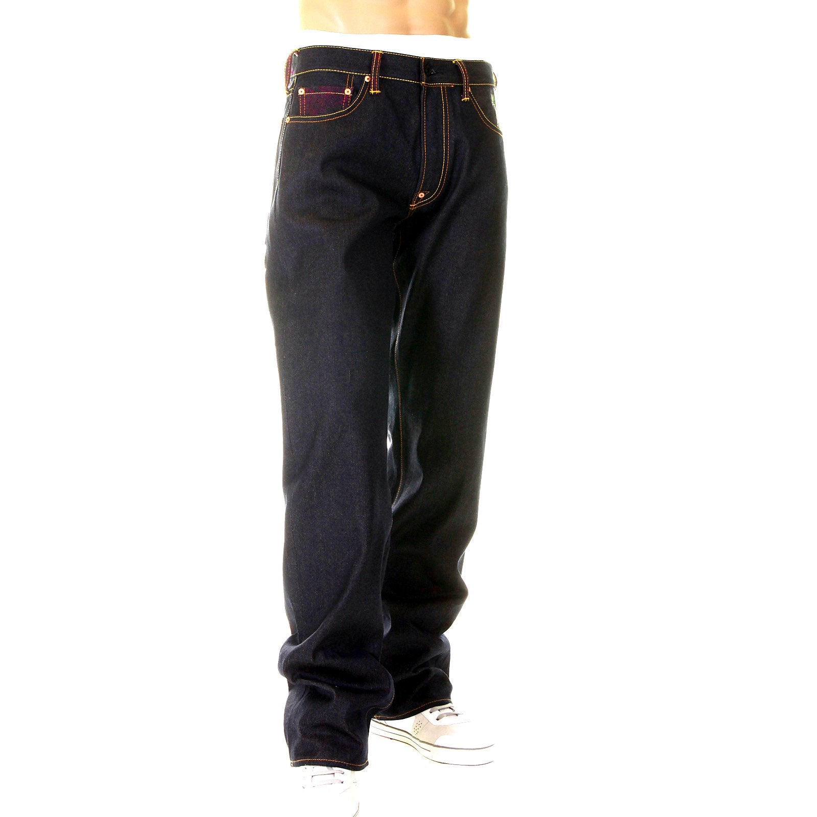 YOROPIKO LIMITED EDITION RAW SELVEDGE DENIM JEANS WITH HUNGRY DRAGON 574 ROYAL BLUE PINK SKY BLUE EMBROIDERY YORO5417