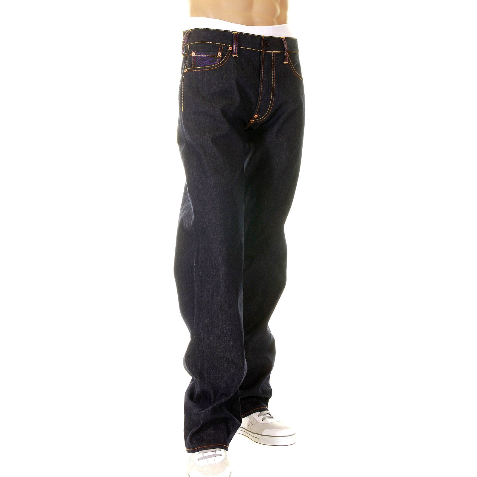 RMC MARTIN KSOHOH X YAKULT SUPER EXCLUSIVE DARK INDIGO RAW DENIM 40TH ANNIVERSARY EMBROIDERED JEANS REDM3975