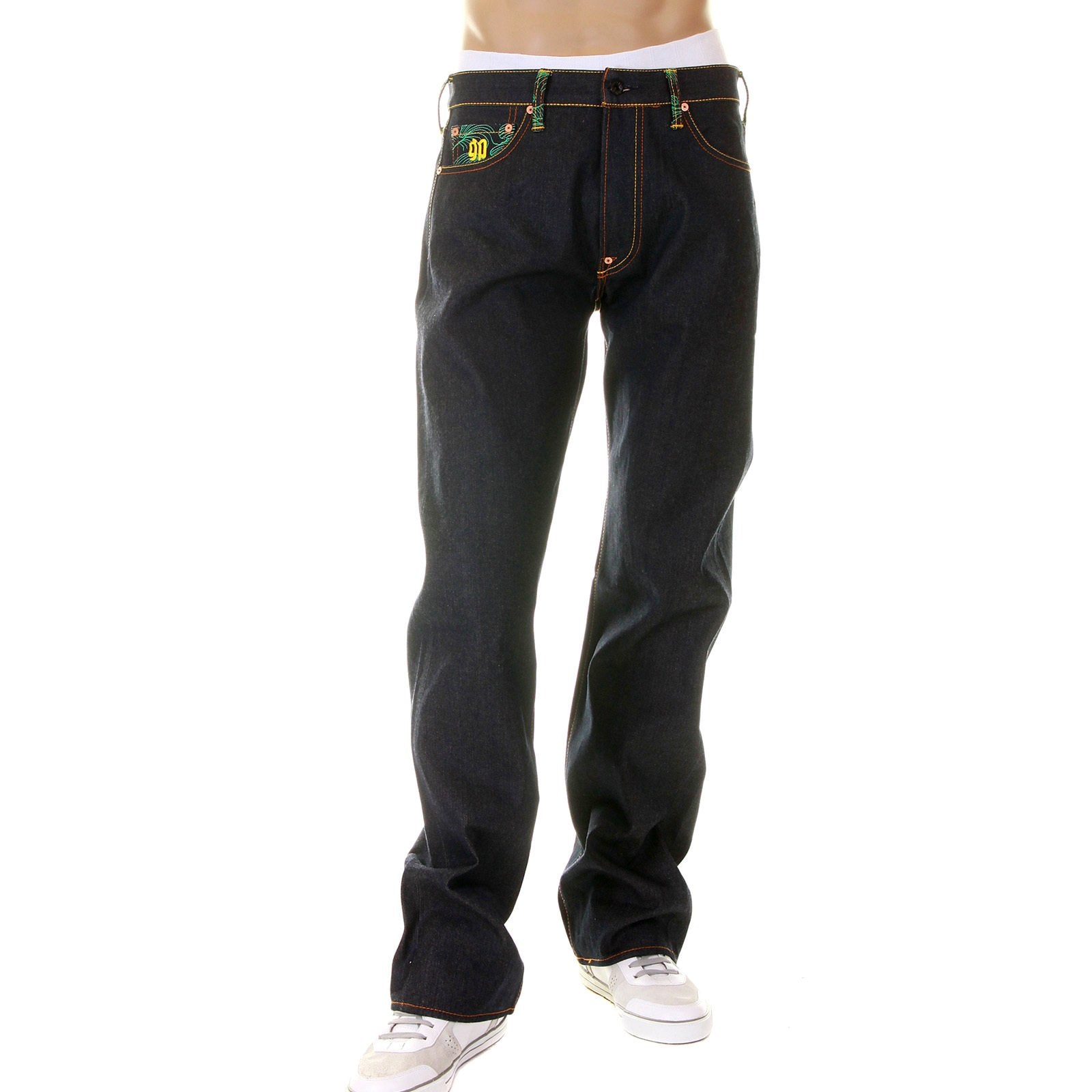 RMC MARTIN KSOHOH HOUSE SELVEDGE RAW DENIM VINTAGE CUT WORK N PLAY SILVER EMBROIDERED JEANS FOR MEN REDM3730