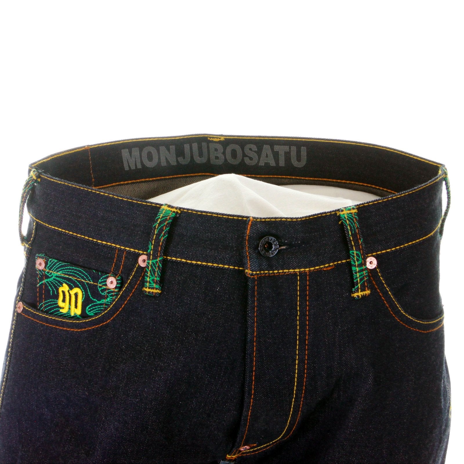 RMC MARTIN KSOHOH HOUSE SELVEDGE RAW DENIM VINTAGE CUT WORK N PLAY SILVER EMBROIDERED JEANS FOR MEN REDM3730