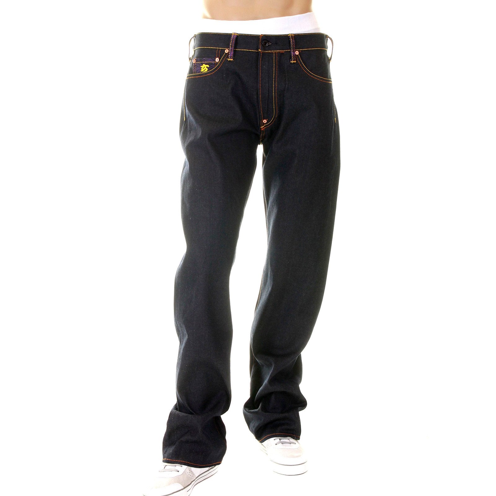 RMC MARTIN KSOHOH SUPER EXCLUSIVE DESIGN WORK N PLAY GOLD EMBROIDERED DARK INDIGO RAW DENIM JEANS REDM3731
