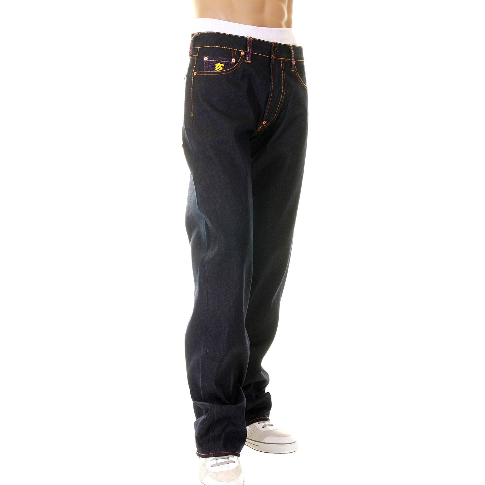 RMC MARTIN KSOHOH SUPER EXCLUSIVE DESIGN WORK N PLAY GOLD EMBROIDERED DARK INDIGO RAW DENIM JEANS REDM3731
