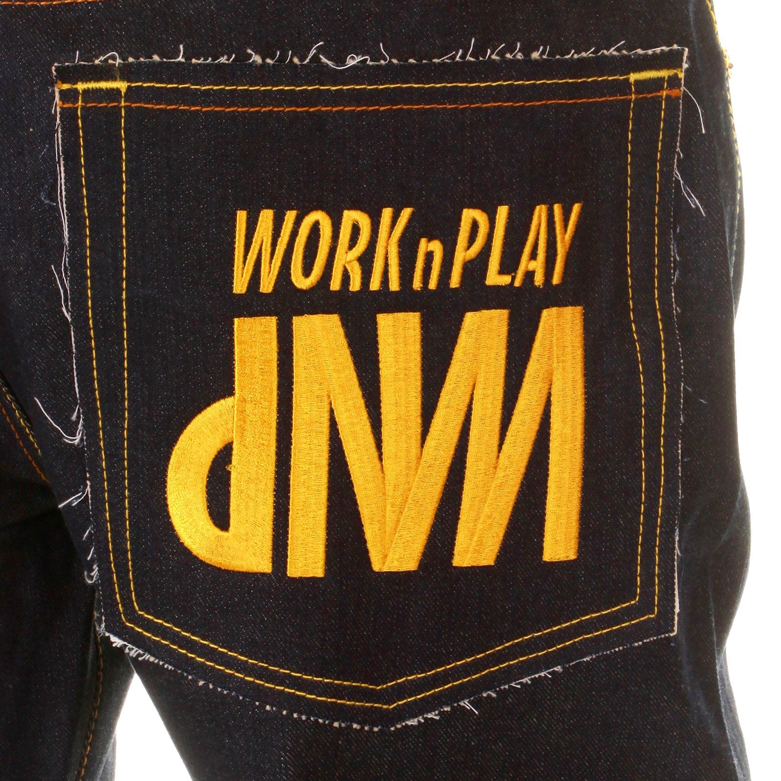 RMC MARTIN KSOHOH SUPER EXCLUSIVE DESIGN WORK N PLAY GOLD EMBROIDERED DARK INDIGO RAW DENIM JEANS REDM3731