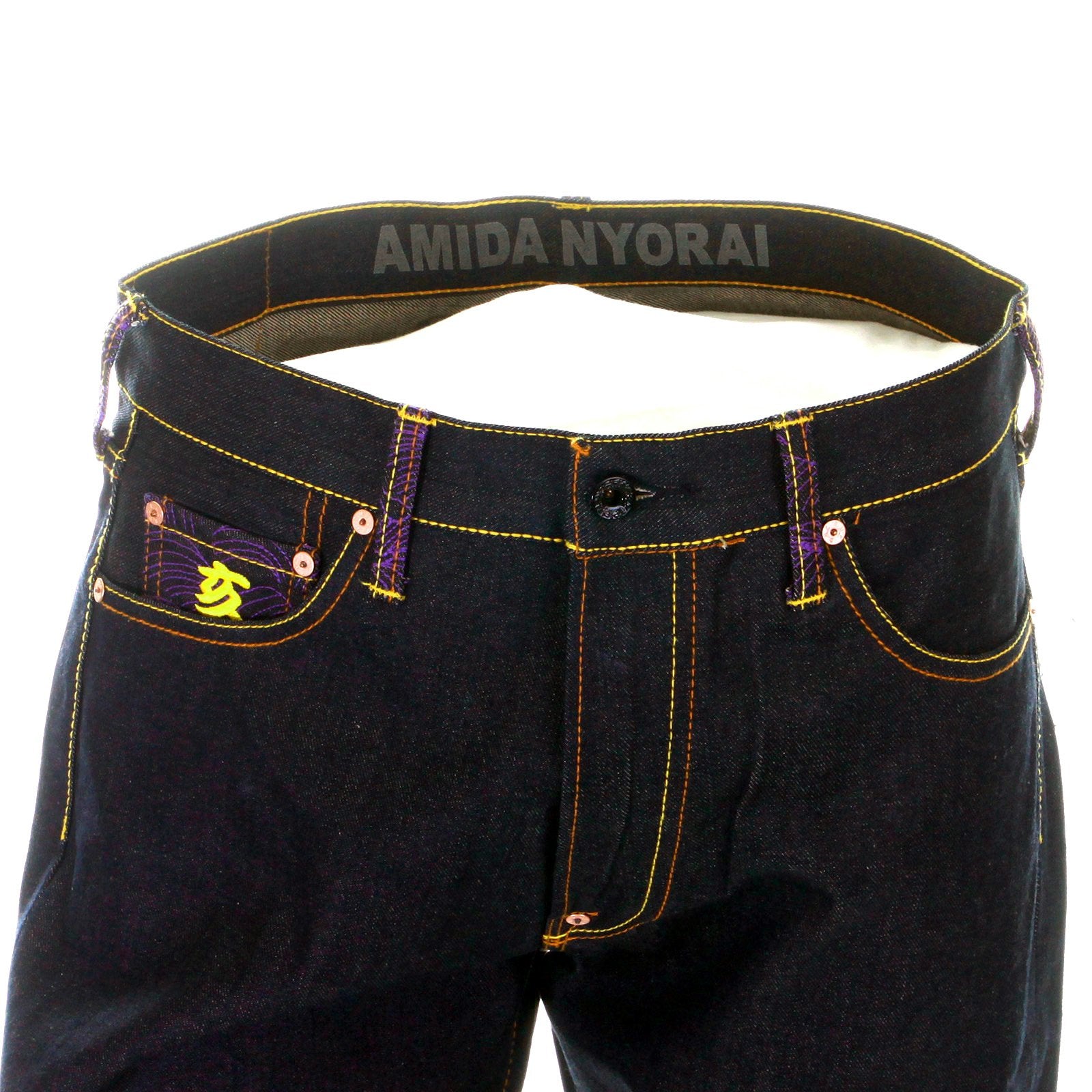 RMC MARTIN KSOHOH SUPER EXCLUSIVE DESIGN WORK N PLAY GOLD EMBROIDERED DARK INDIGO RAW DENIM JEANS REDM3731