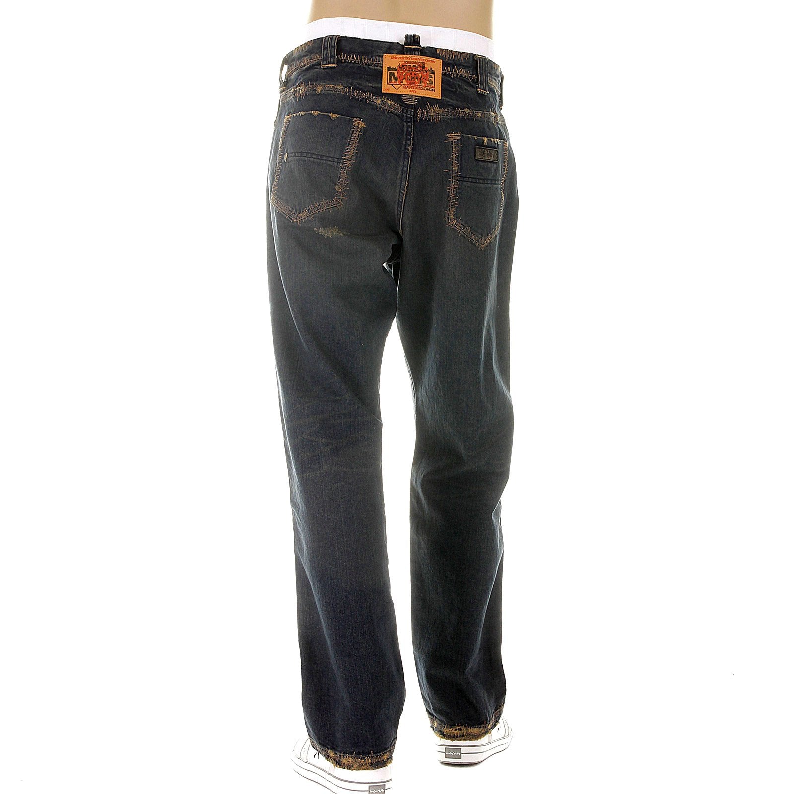 RMC MKWS EXCLUSIVE AGED WORN FINISH MENS WASHED VINTAGE CUT DENIM JEANS WITH WHISKERING AND FADING REDM5321
