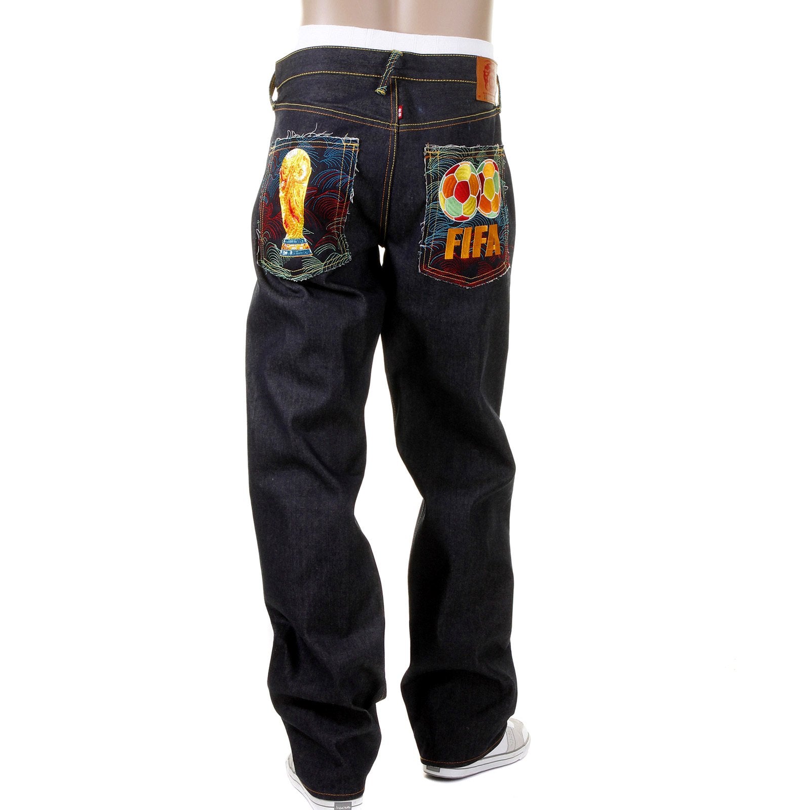RMC JEANS LIMITED EDITION DARK INDIGO FIFA WORLD CUP VINTAGE CUT SELVEDGE RAW DENIM JEANS FOR MEN REDM0003