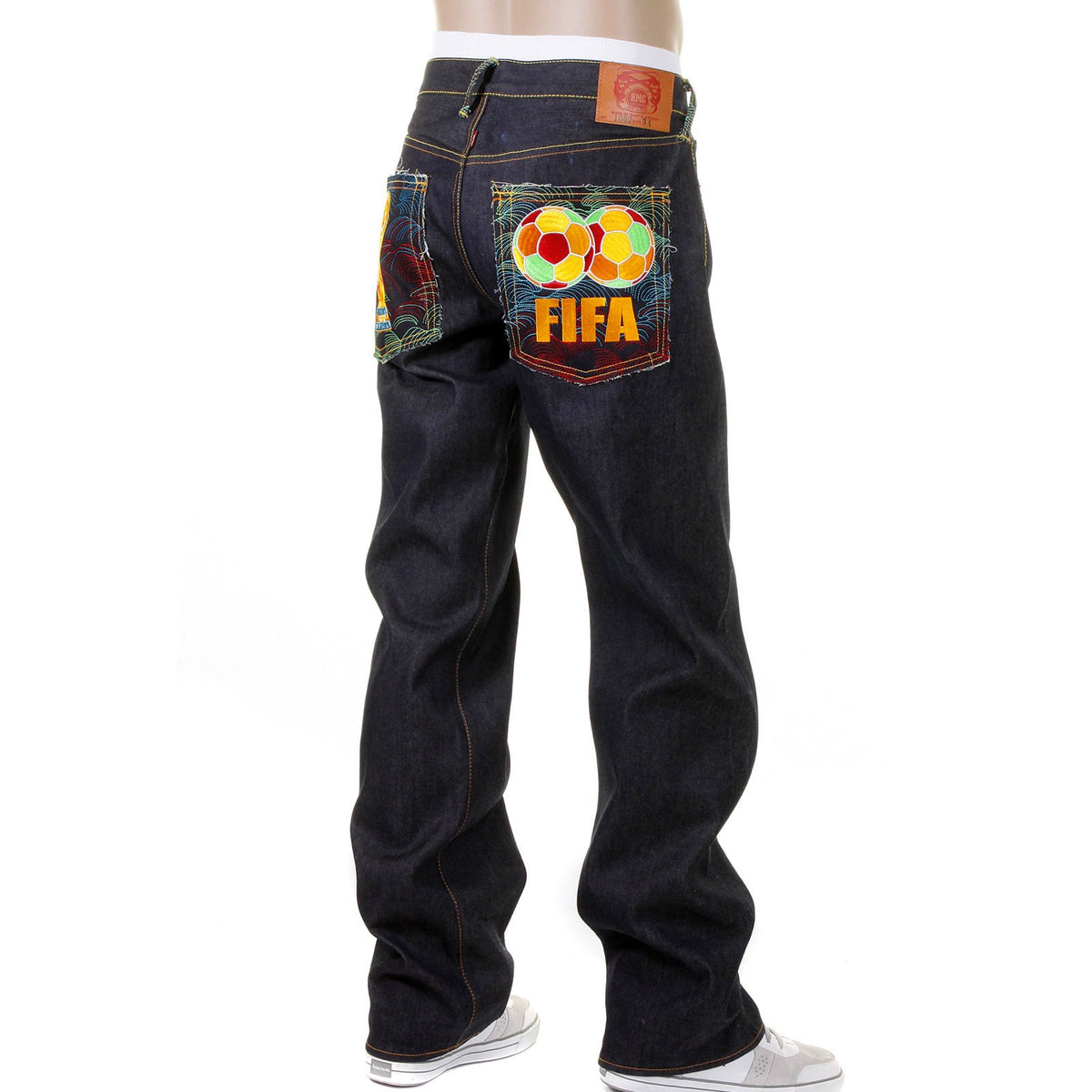 RMC JEANS LIMITED EDITION DARK INDIGO FIFA WORLD CUP VINTAGE CUT SELVEDGE RAW DENIM JEANS FOR MEN REDM0003