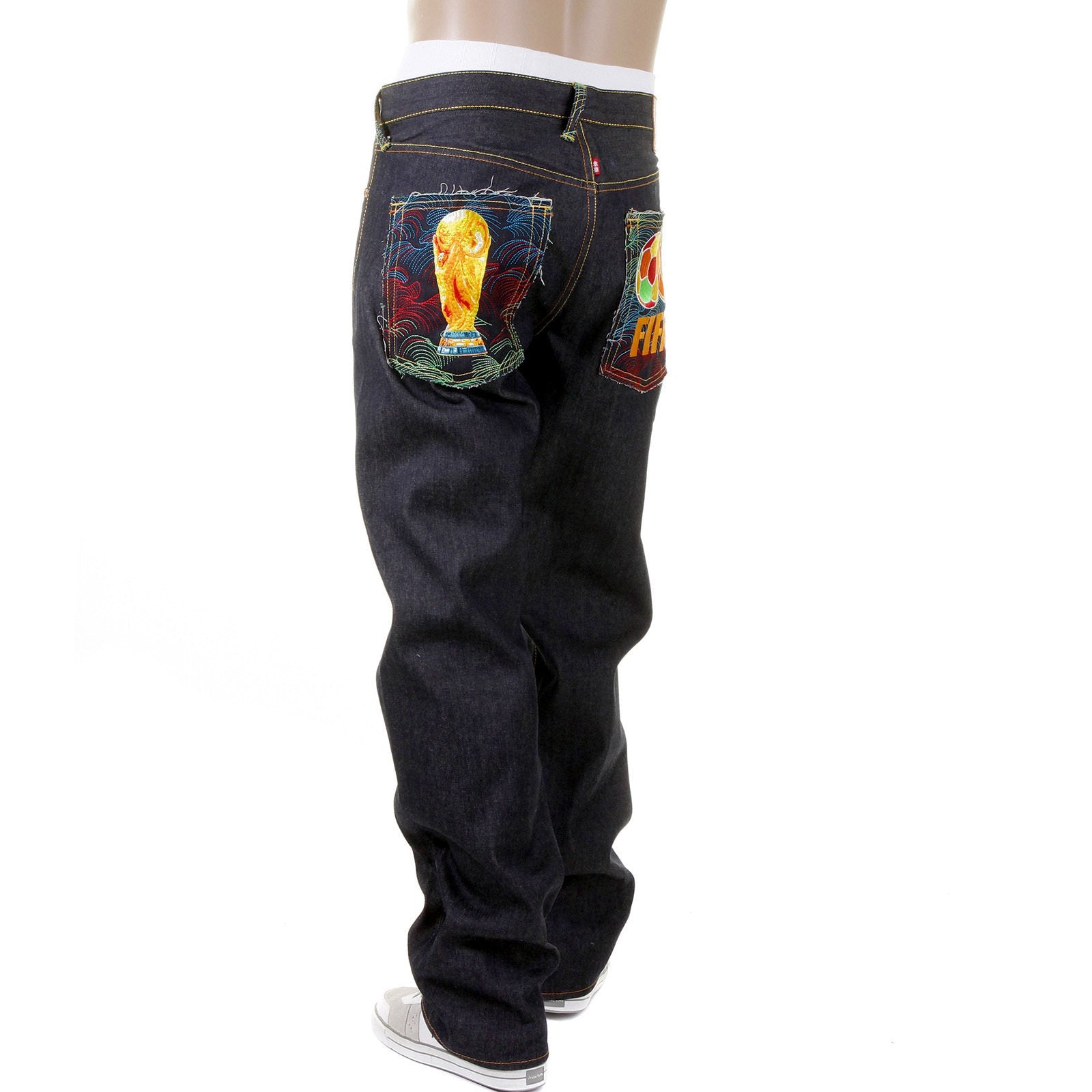 RMC JEANS LIMITED EDITION DARK INDIGO FIFA WORLD CUP VINTAGE CUT SELVEDGE RAW DENIM JEANS FOR MEN REDM0003